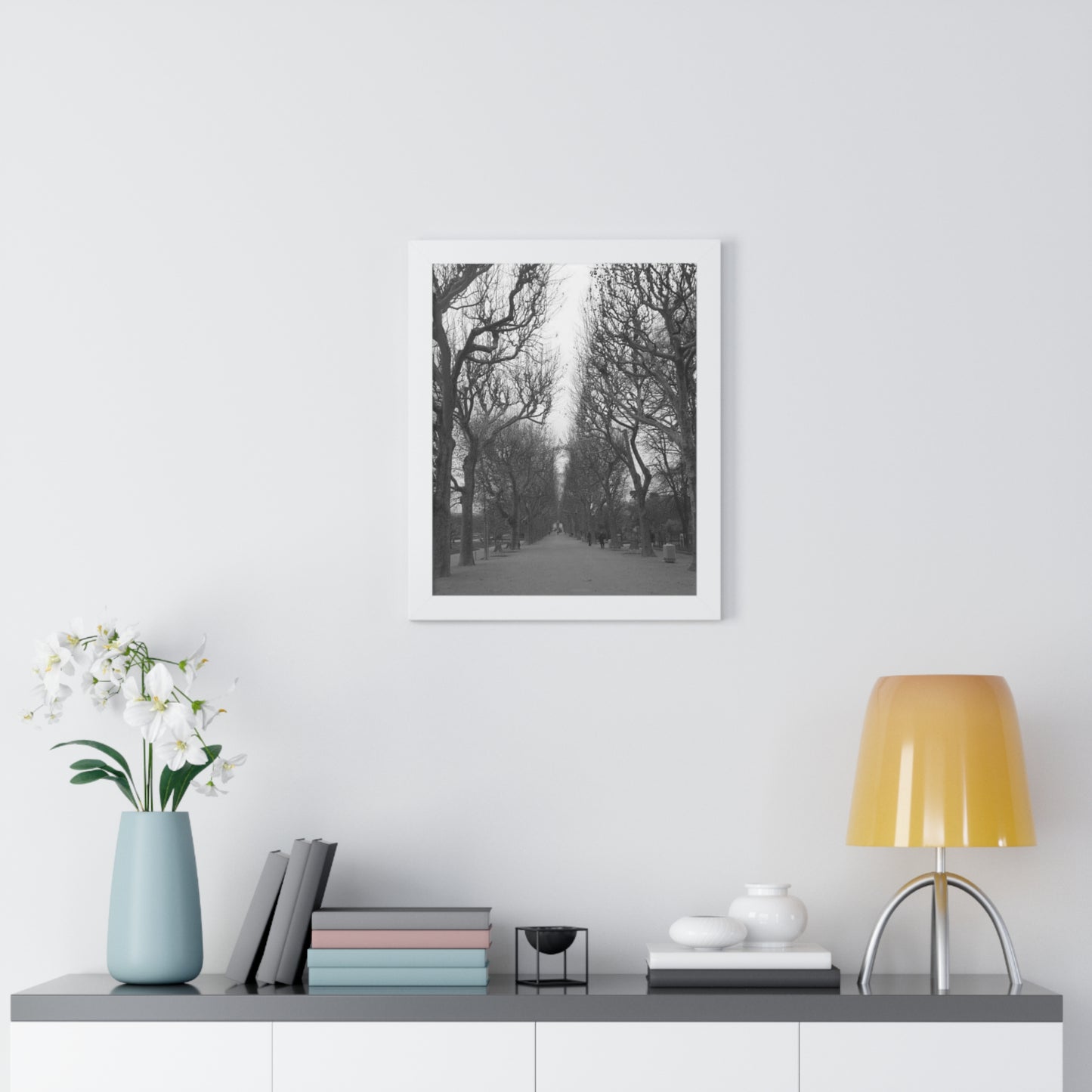 Paris Pathway Black and White Wall Art | Framed Canvas Print | Wall Print