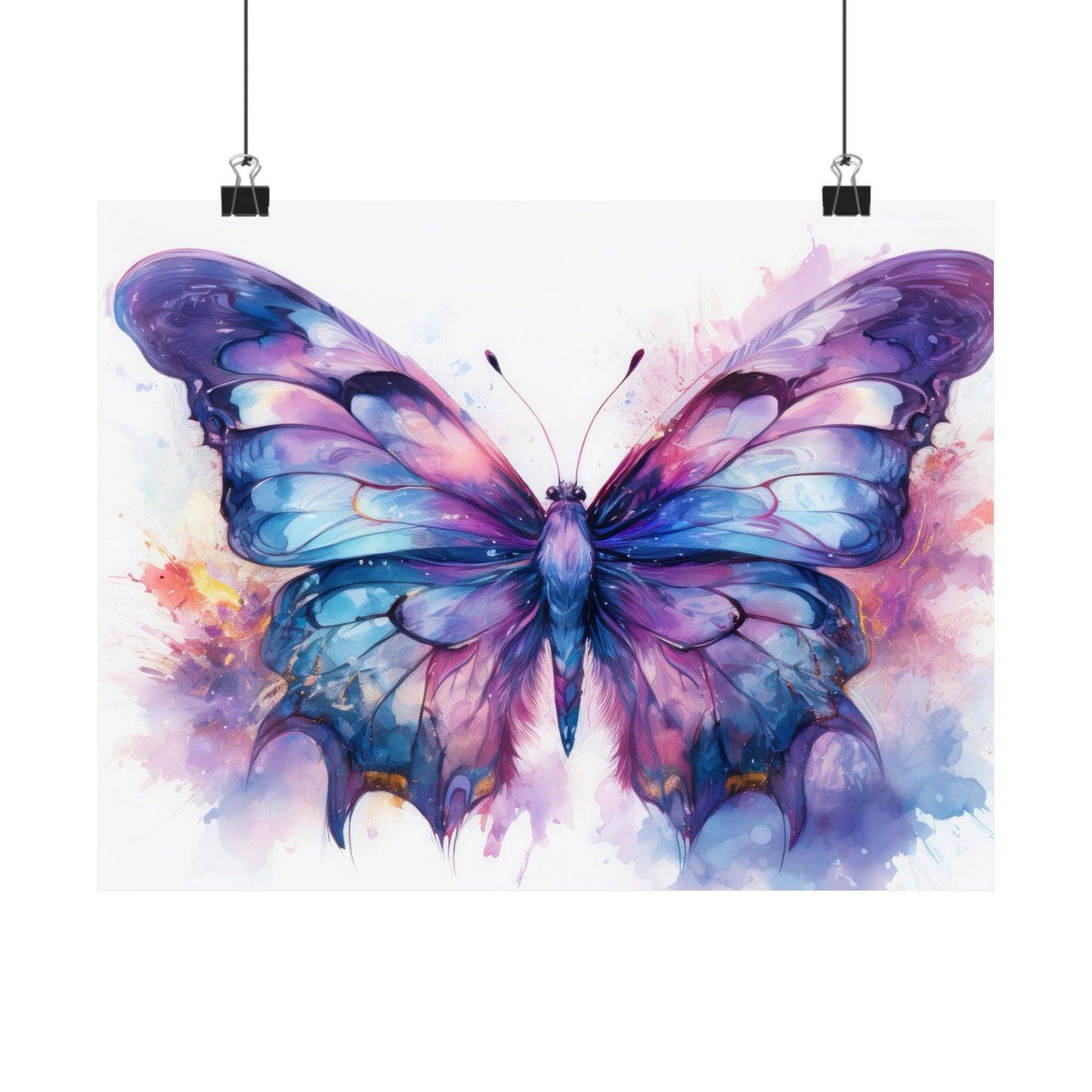 Blue & Purple Butterfly Alcohol Ink Wall Art | Butterfly wall art | Wall Art | Wall Print