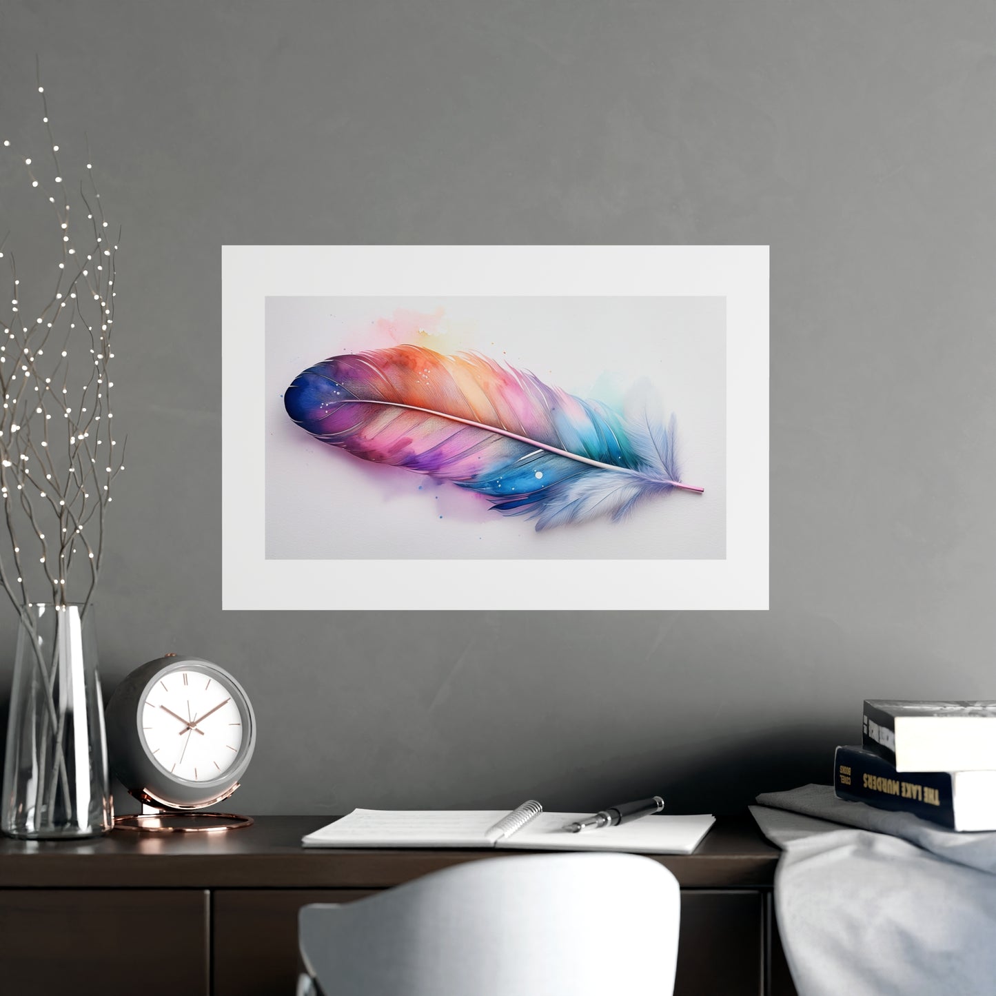 Vibrant Rainbow Feather Watercolor Print - 2 | Elegant Wall Art & Prints | Unique Home Decor | Wall Print | Wall Art