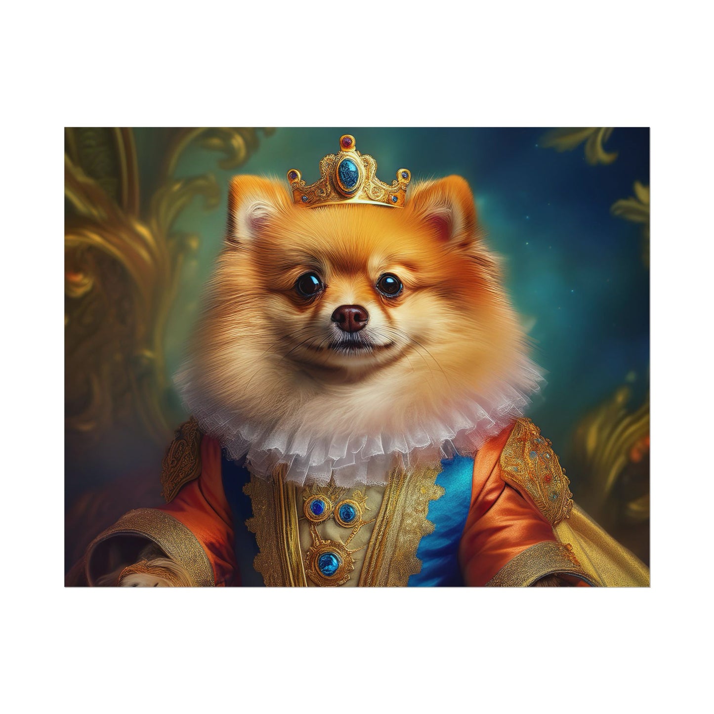 Pomeranian Renaissance Dog Portrait Art Print, Wall Decor Gift, Animal Lover Home Decor, Dog Wall Art