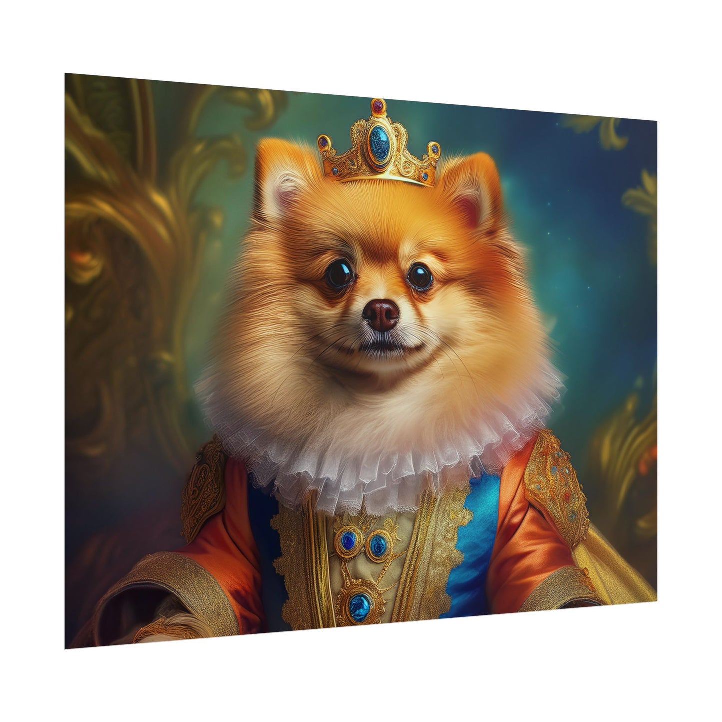 Pomeranian Renaissance Dog Portrait Art Print, Wall Decor Gift, Animal Lover Home Decor, Dog Wall Art