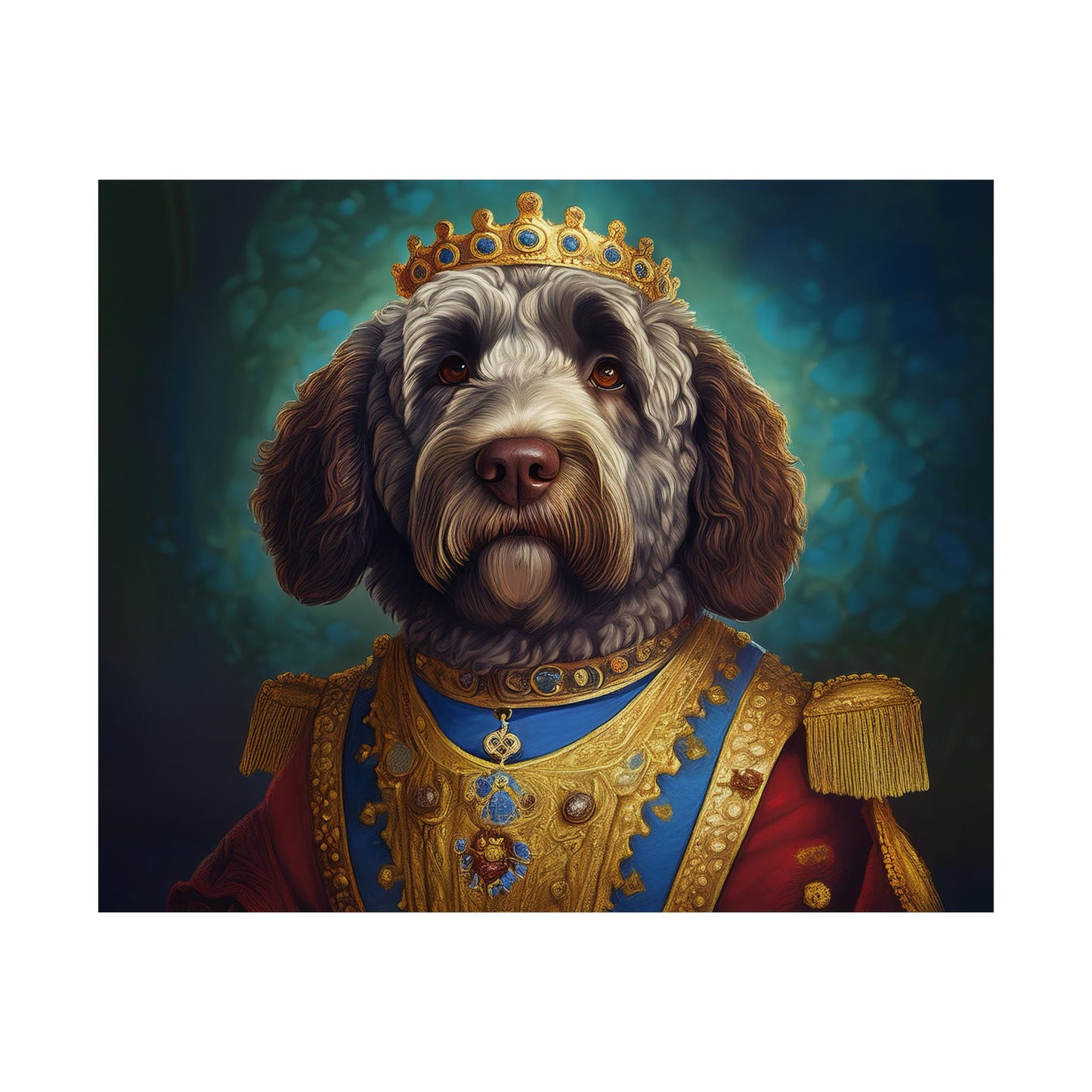 Portuguese Water Dog Renaissance Portrait Art Print, Wall Decor Gift, Animal Lover Home Decor, Dog Wall Art