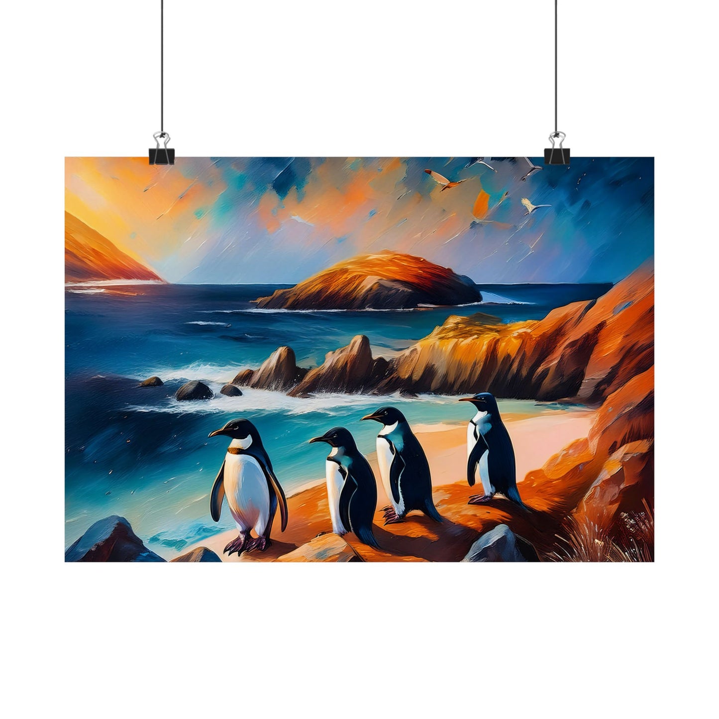 Phillip Island Little Penguins Australia Wall Art | Vibrant Wall Print | Unique Painting Print | Style 2 | Wall Art | Wall Print