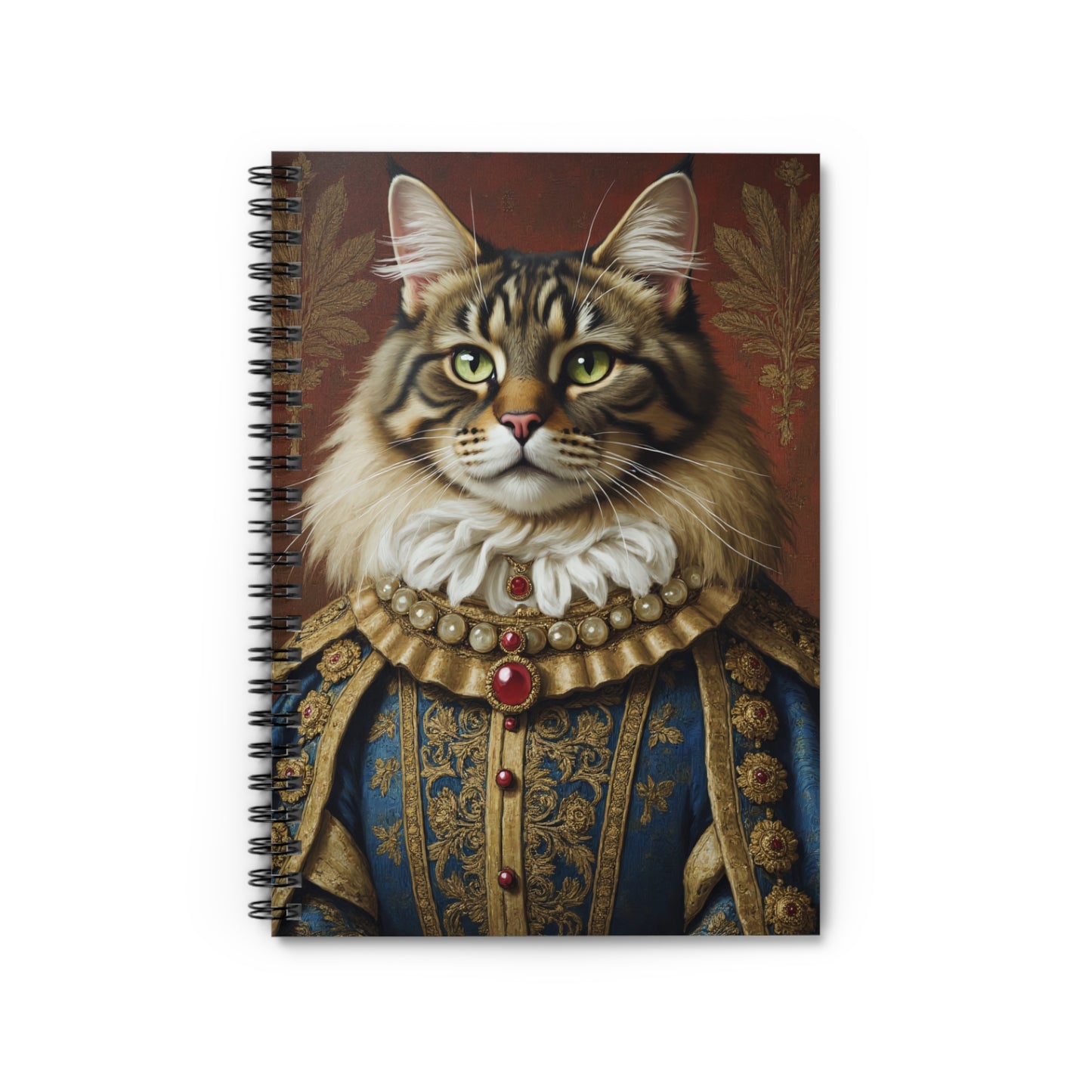 Regal Maine Coon Renaissance Portrait Cat Art Notebook - Perfect Gift for Cat Lovers, Journal, Sketchbook, Note-Taking, Home Office Decor