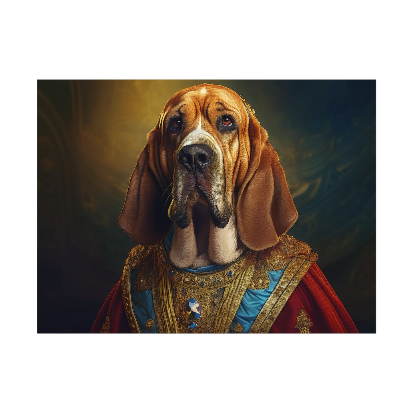 Bloodhound Renaissance Dog Portrait Art Print, Wall Decor Gift, Animal Lover Home Decor, Dog Wall Art