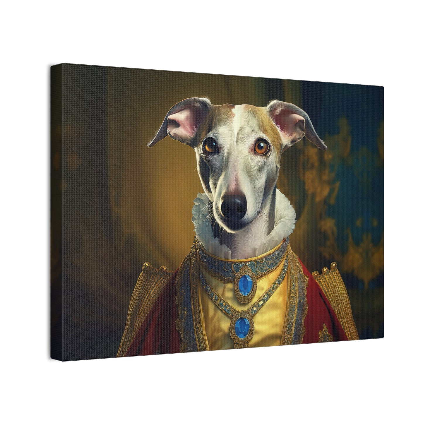 Whippet Pet Portrait Renaissance Print - Canvas, wall art, wall print, dog portrait, dog art