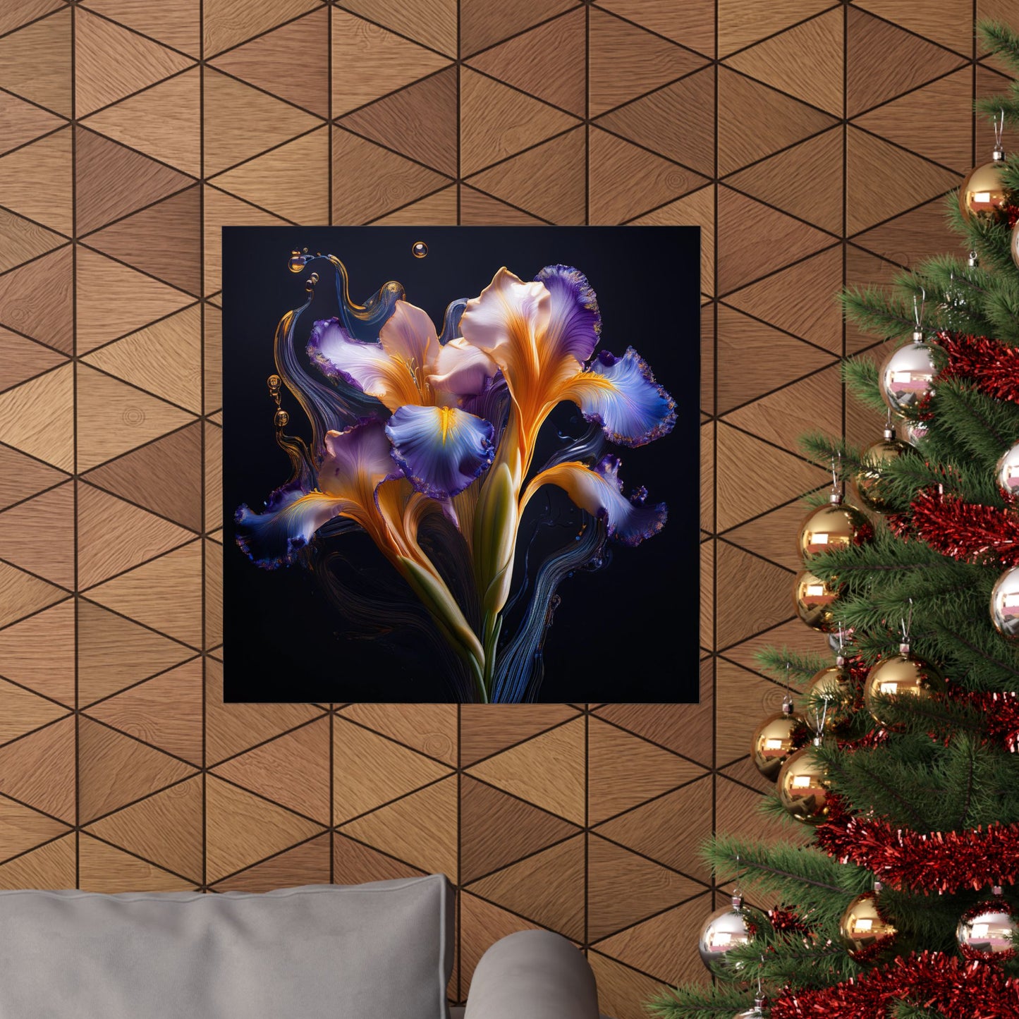 Abstract Square Floral Iris Wall Art Print | Style 3 | Wall Print | Wall Art | Botanical Art