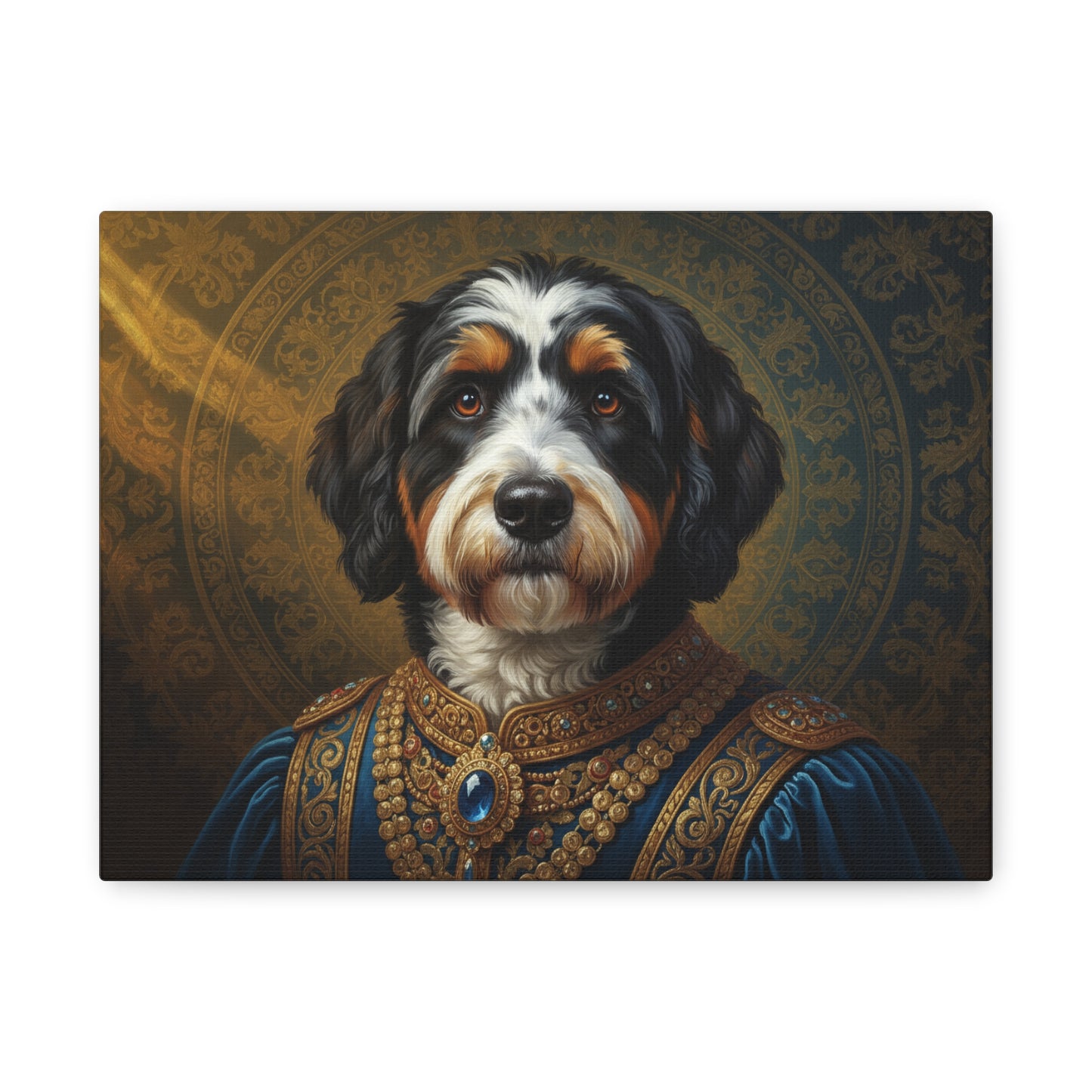 Bernedoodle Renaissance Dog Portrait Canvas Art, Pet Portrait Wall Decor, Animal Lover Gift, Home Decoration, Unique Dog Artwork