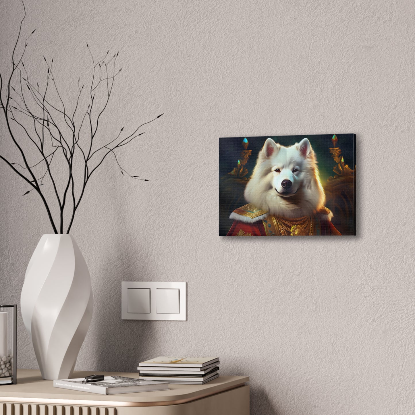Regal Samoyed Canvas Art, Pet Wall Decor, Dog Portrait, Unique Home Decor, Animal Lover Gift, Noble Canine Wall Art