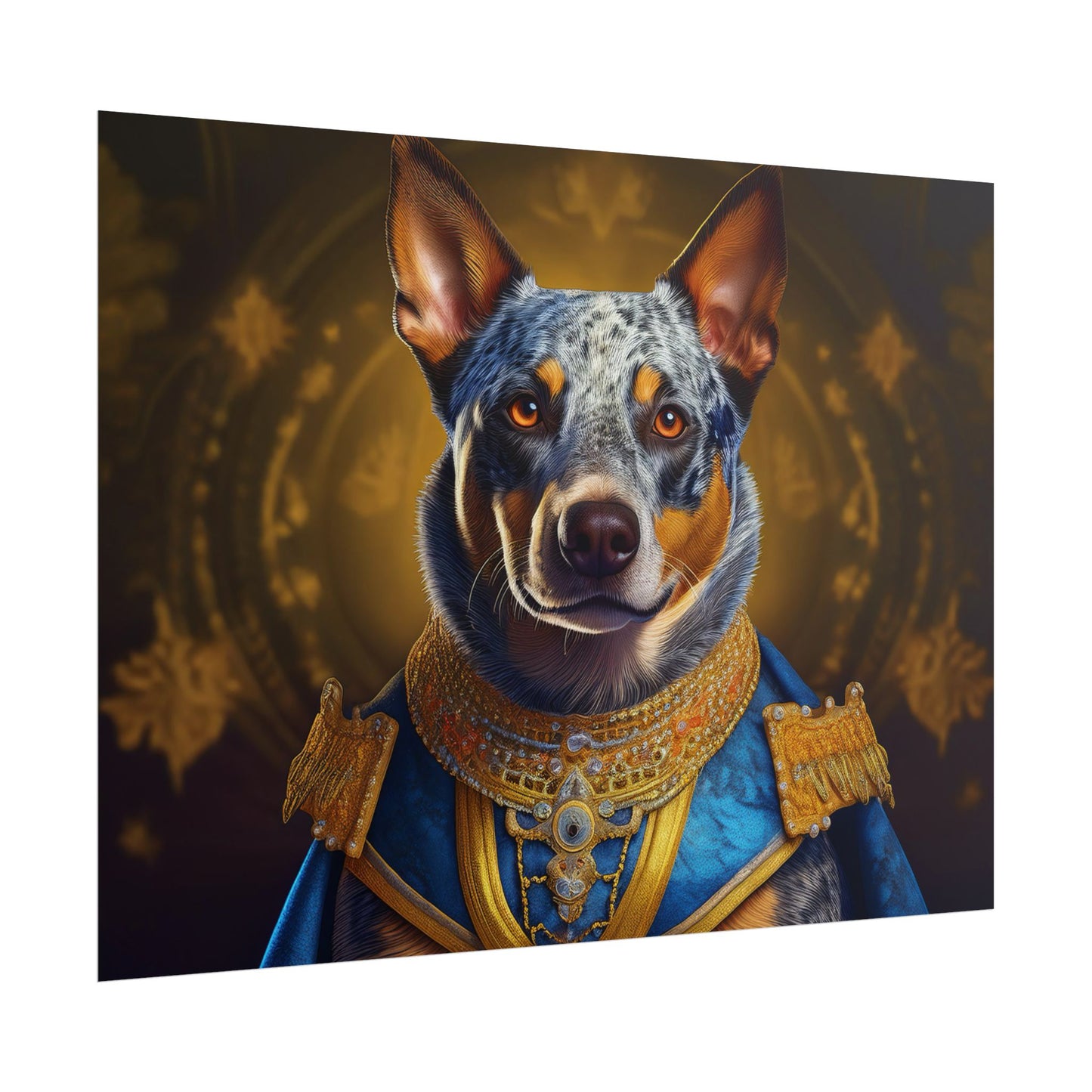 Australian Cattle Dog Renaissance Dog Portrait Wall Art | Art Print | Wall Decor Gift, Animal Lover Home Decor, Dog Wall Art