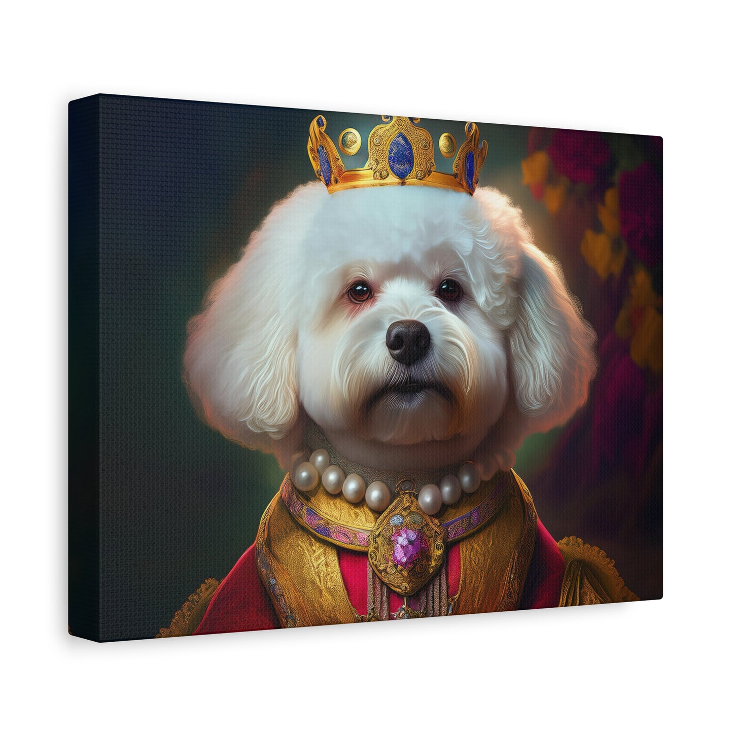 Bichon Frise Renaissance Pet Portrait on Canvas | Wall art | wall print | Dog Art