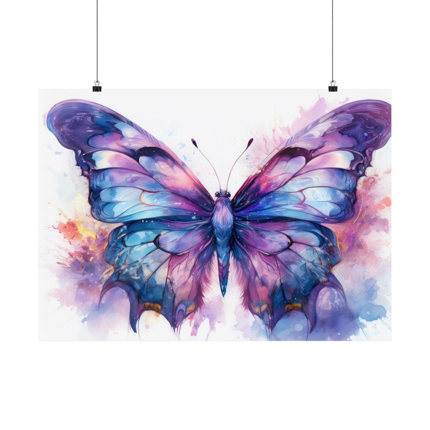 Blue & Purple Butterfly Alcohol Ink Wall Art | Butterfly wall art | Wall Art | Wall Print