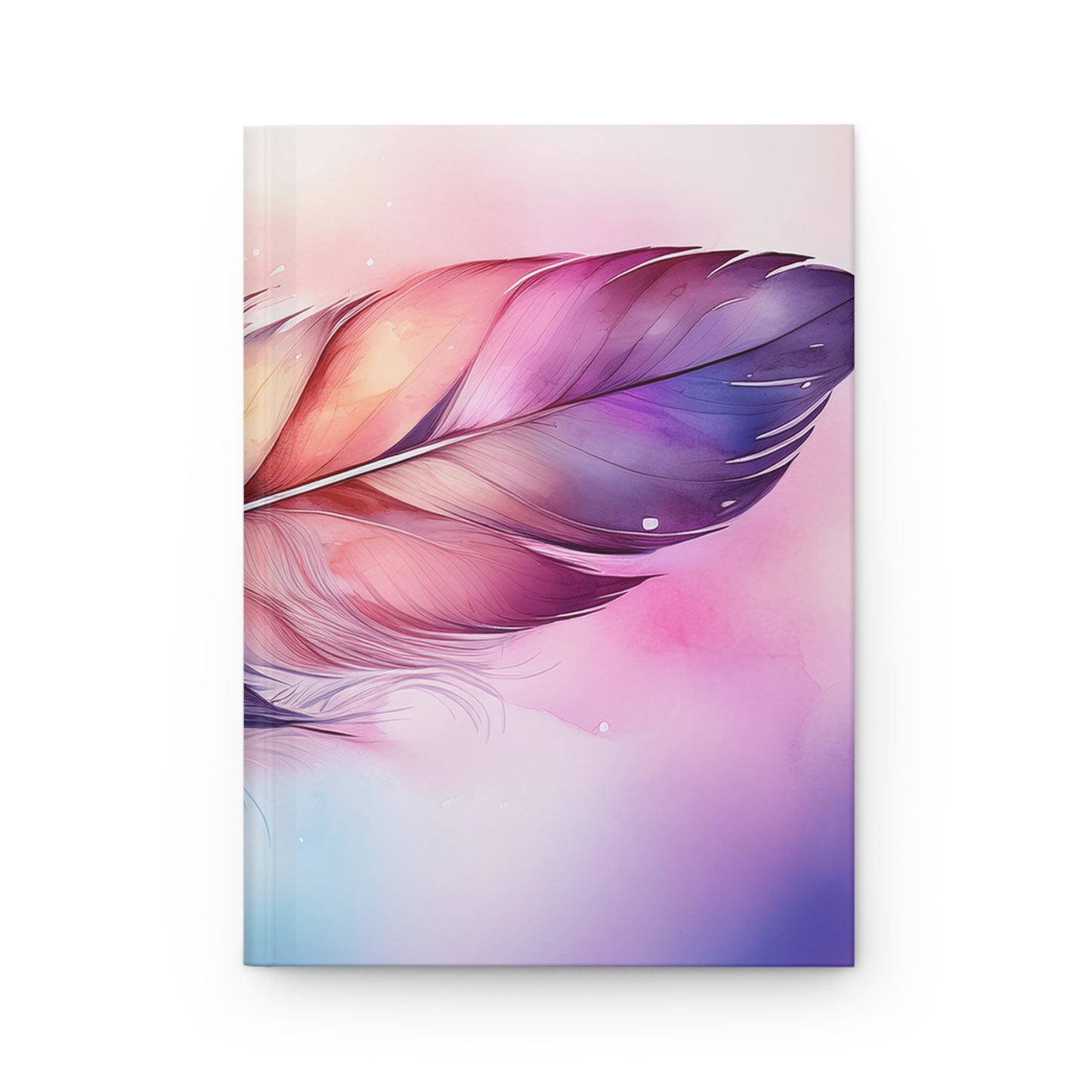 Watercolor Rainbow Feather Hardcover Journal (Style 1) |Writing Notebook, Diary, Sketchbook, Dream Journal