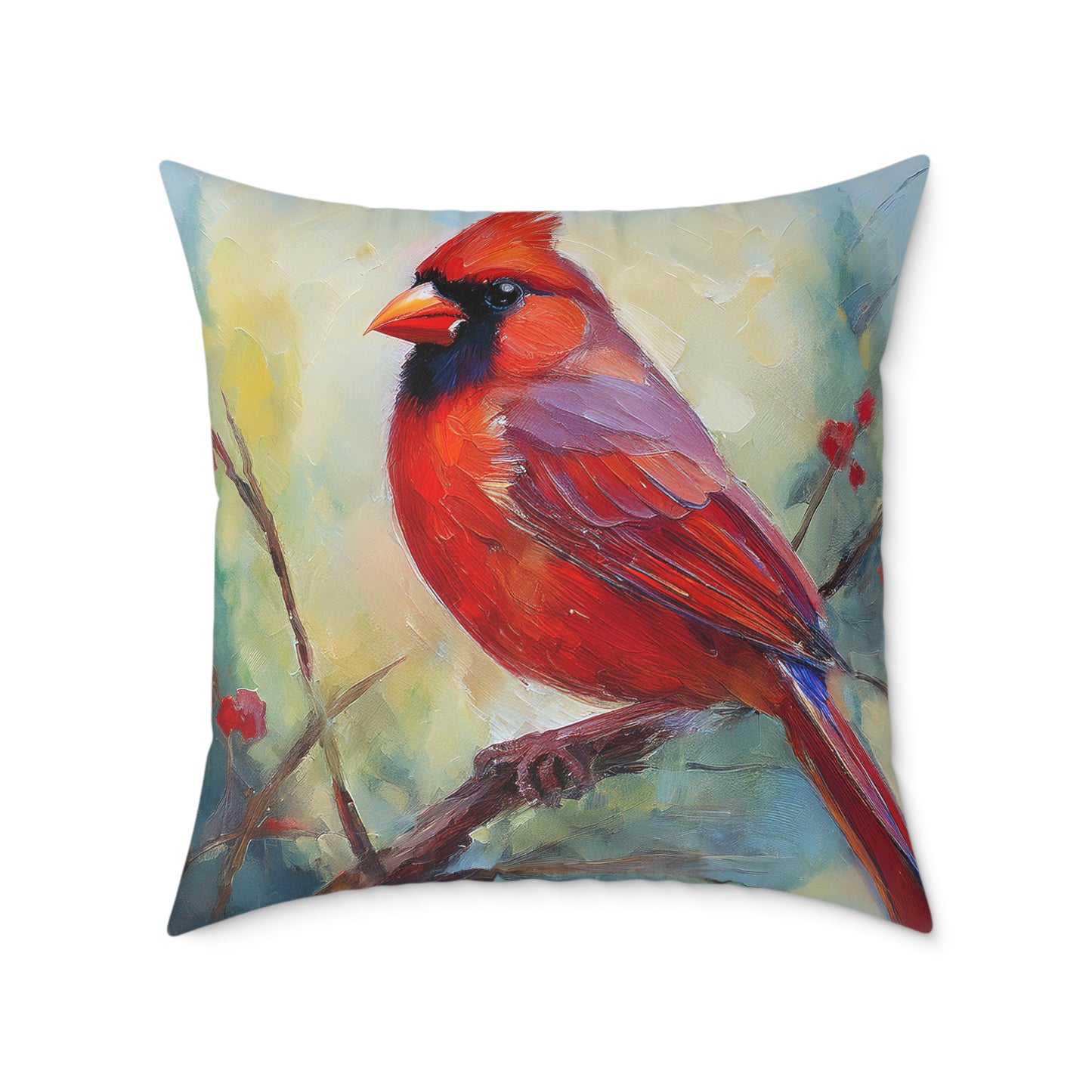Vibrant Red Cardinal Pillow, Nature Decor, Home Accent, Gift for Bird Lovers, Cozy Living Room Cushion