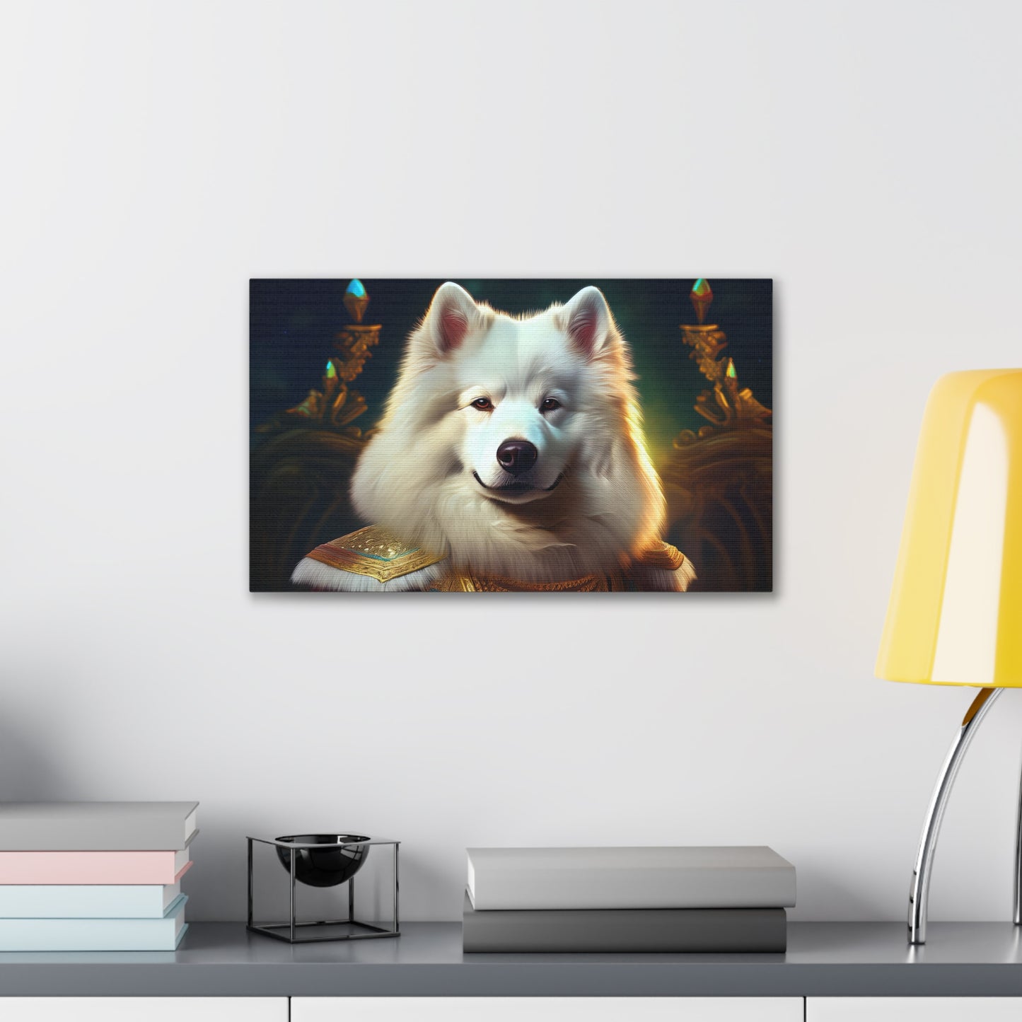 Regal Samoyed Canvas Art, Pet Wall Decor, Dog Portrait, Unique Home Decor, Animal Lover Gift, Noble Canine Wall Art