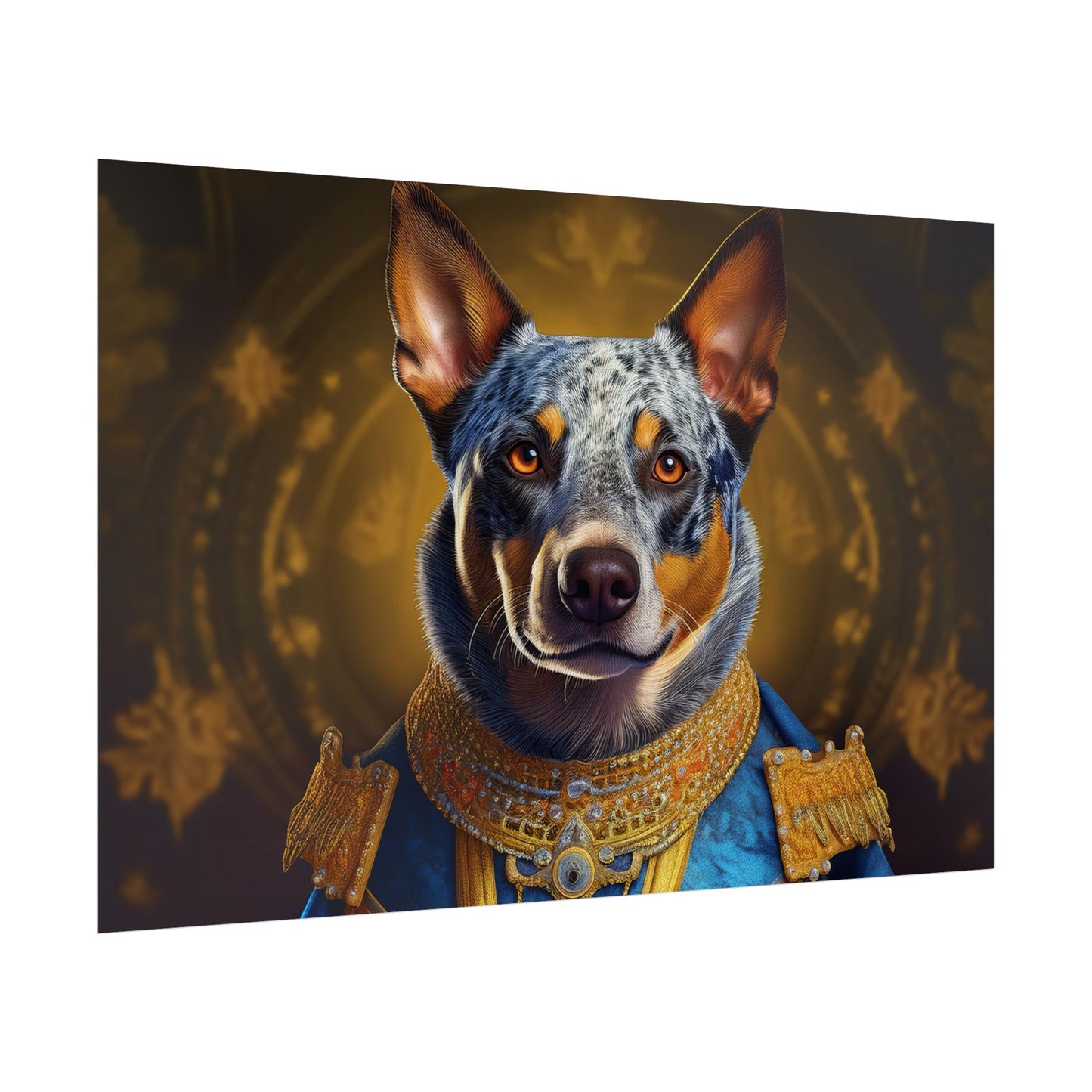 Australian Cattle Dog Renaissance Dog Portrait Wall Art | Art Print | Wall Decor Gift, Animal Lover Home Decor, Dog Wall Art