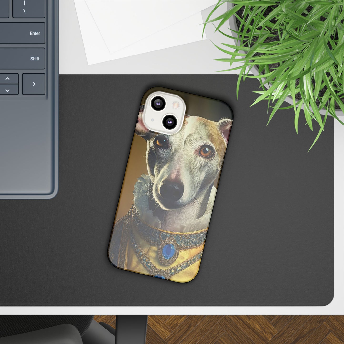 Whippet Renaissance Dog Portrait Slim Phone Case