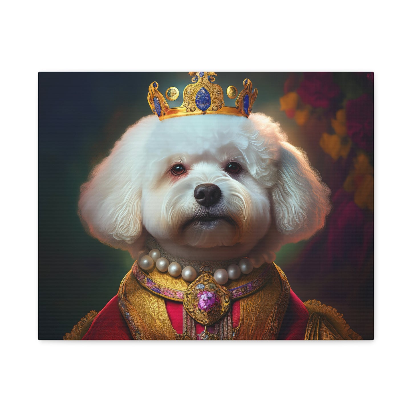 Bichon Frise Renaissance Pet Portrait on Canvas | Wall art | wall print | Dog Art