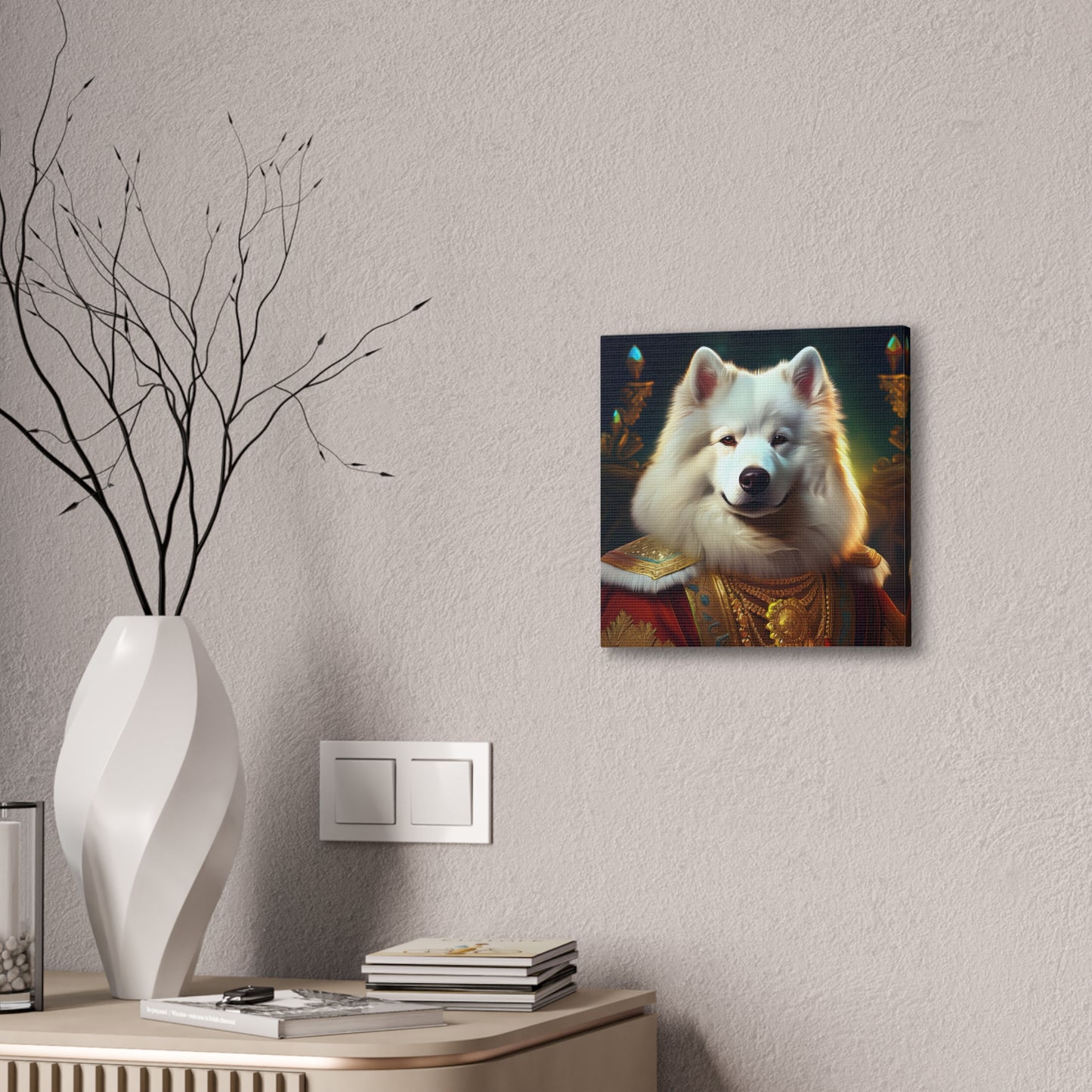 Regal Samoyed Canvas Art, Pet Wall Decor, Dog Portrait, Unique Home Decor, Animal Lover Gift, Noble Canine Wall Art