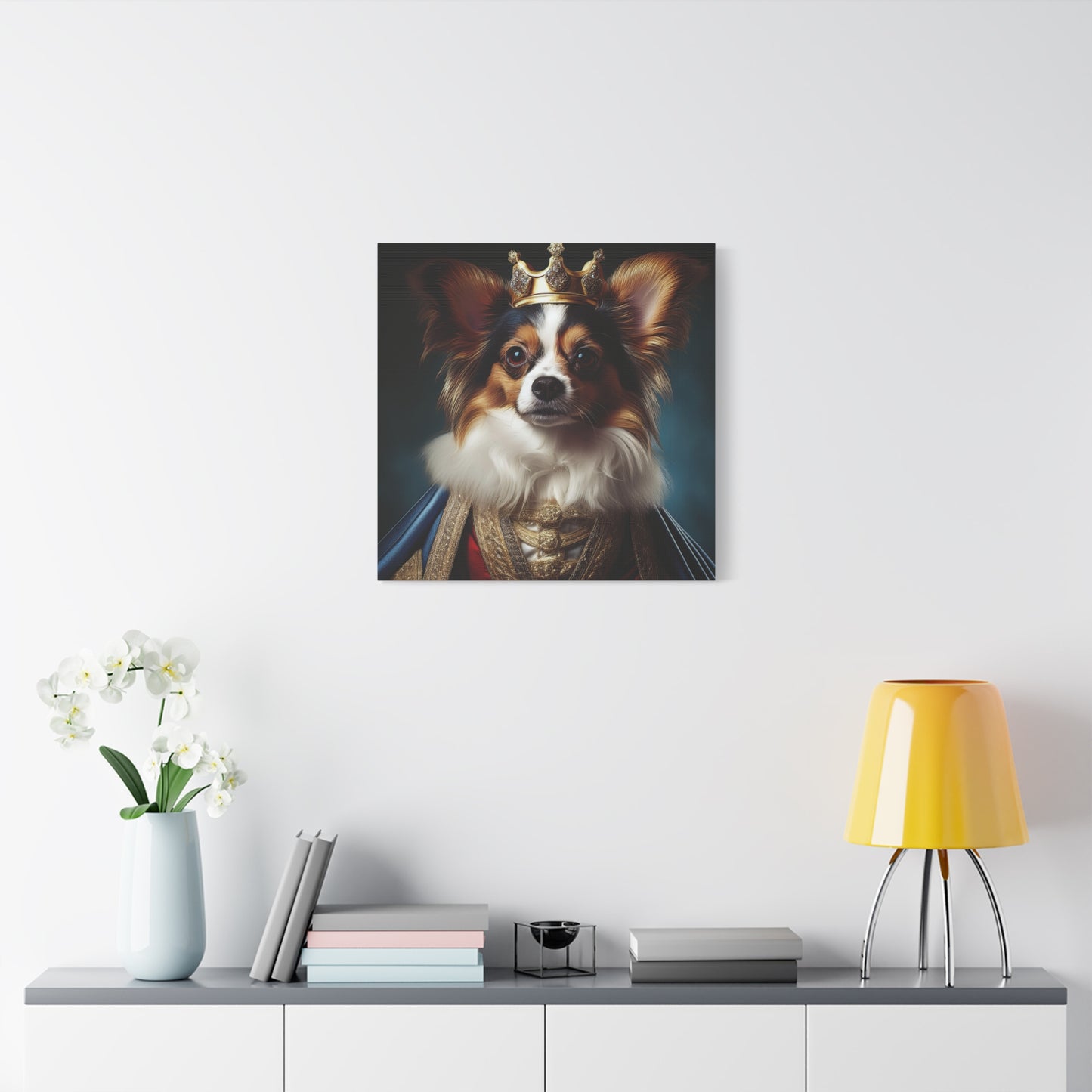 Papillon Pet Portrait Renaissance on Canvas, wall art, wall print, dog portrait, dog art
