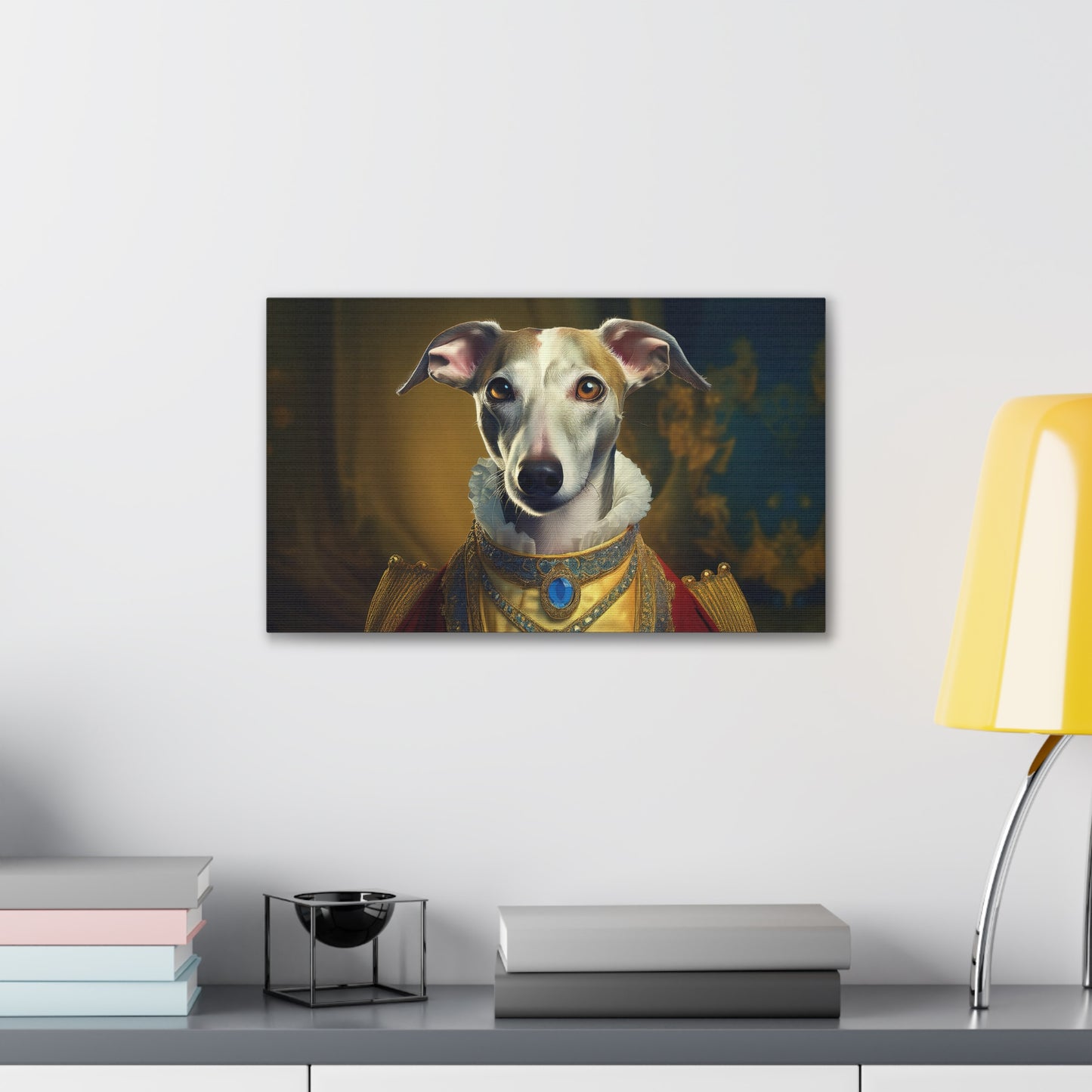 Whippet Pet Portrait Renaissance Print - Canvas, wall art, wall print, dog portrait, dog art