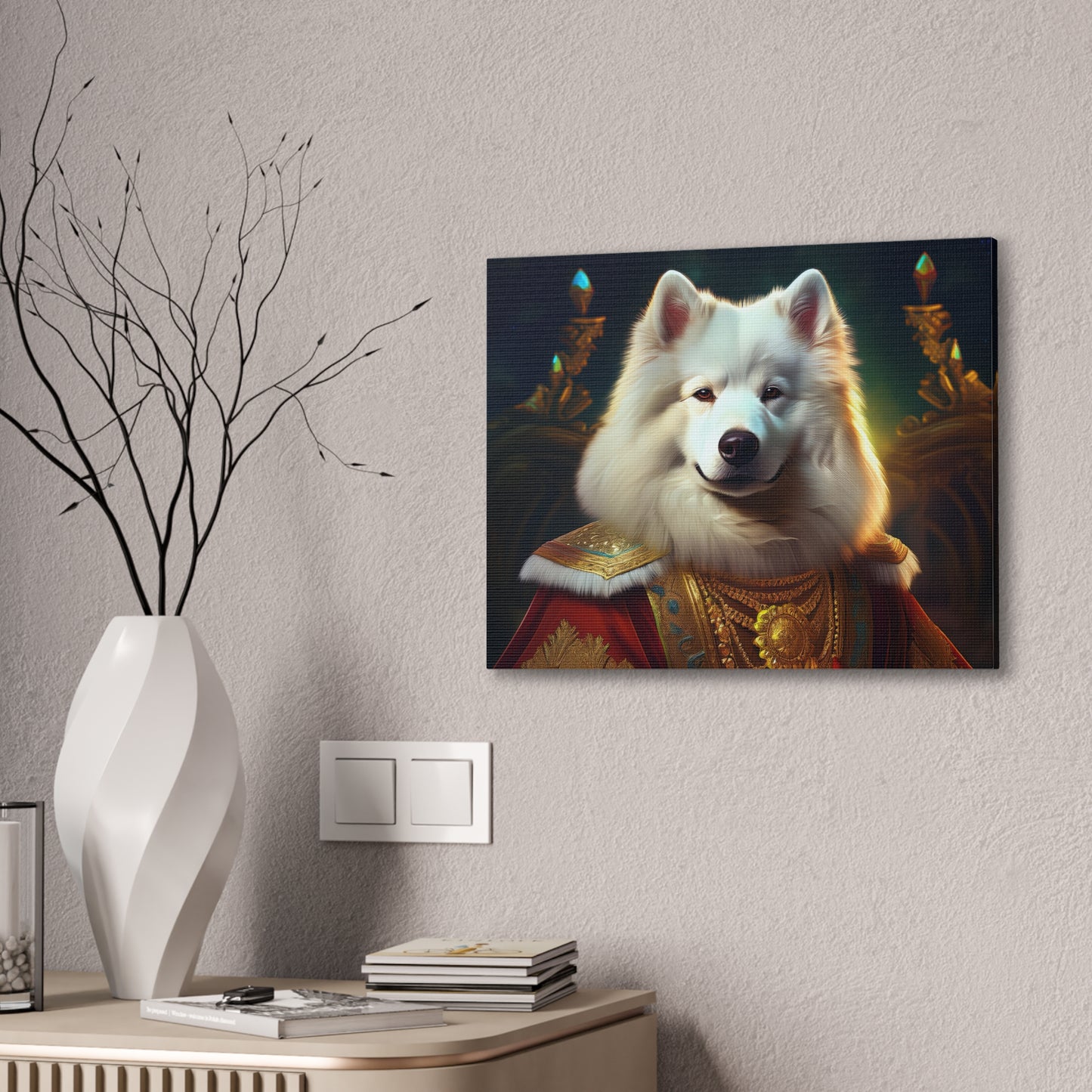 Regal Samoyed Canvas Art, Pet Wall Decor, Dog Portrait, Unique Home Decor, Animal Lover Gift, Noble Canine Wall Art