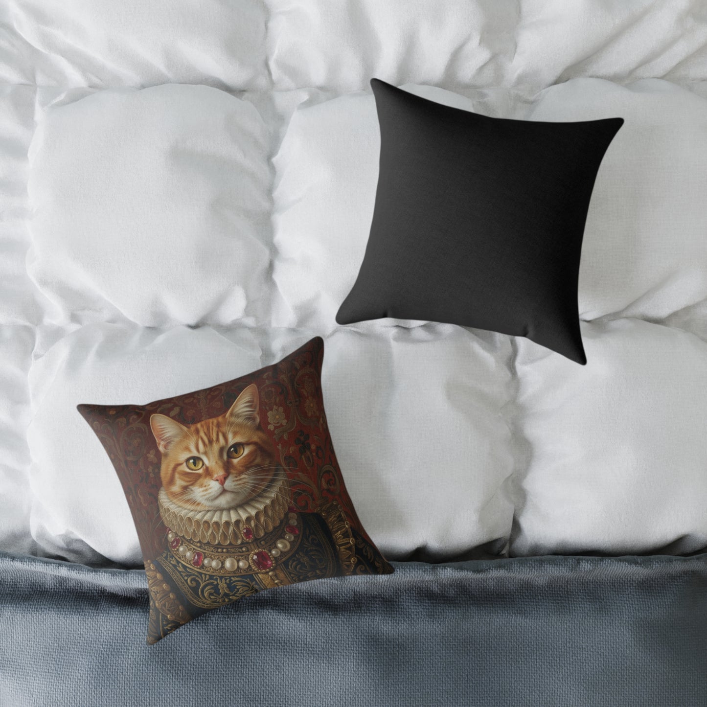 Ginger Renaissance Cat Portrait Pillow, Decorative Pillow, Pet Lover Gift, Home Decor, Cushion for Cat Lovers, Cat-Themed Gift
