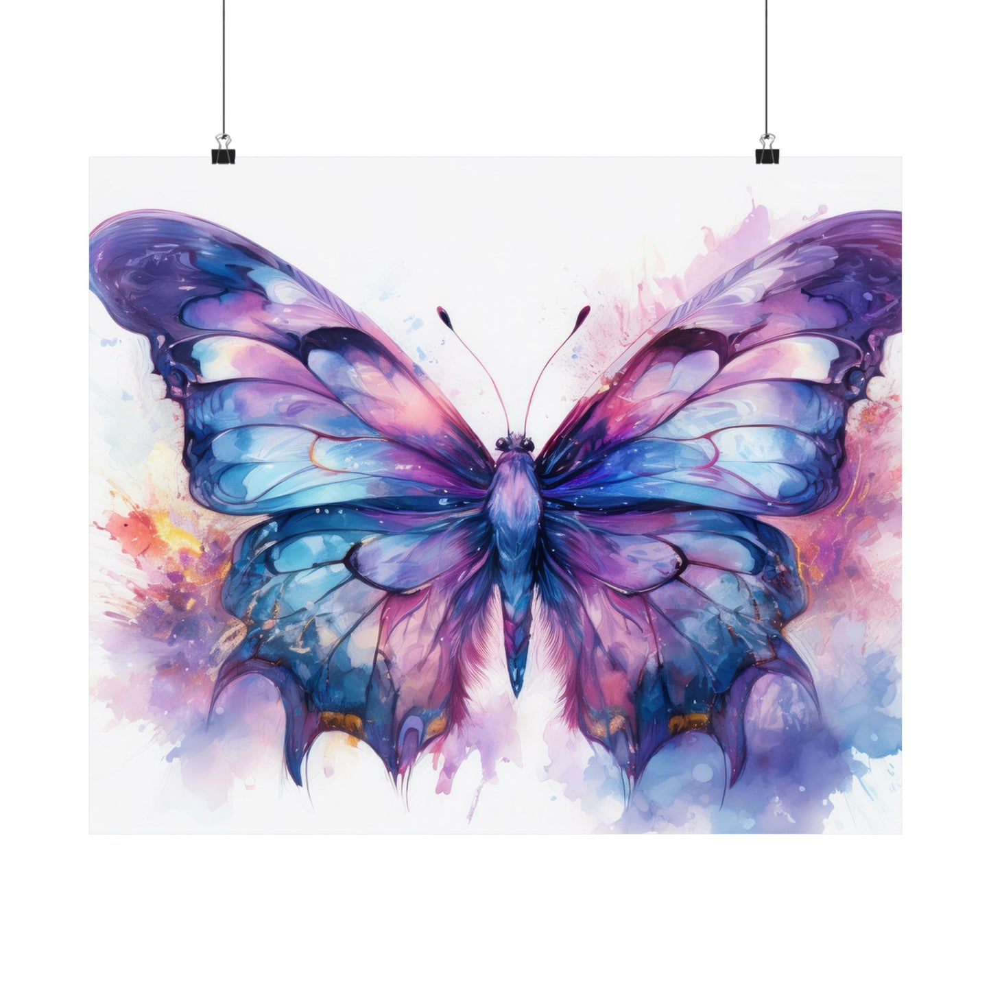 Blue & Purple Butterfly Alcohol Ink Wall Art | Butterfly wall art | Wall Art | Wall Print