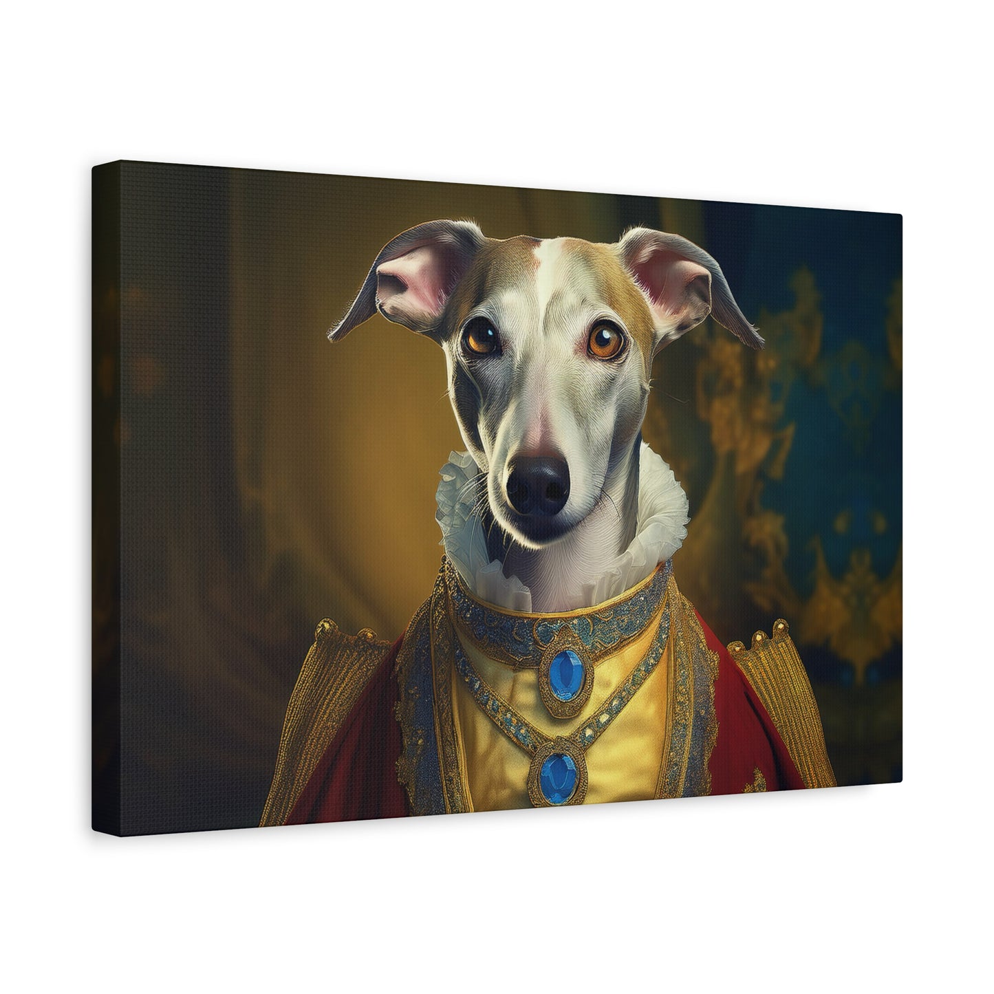 Whippet Renaissance Pet Portrait Print - Canvas, wall art, wall print, dog portrait, dog art