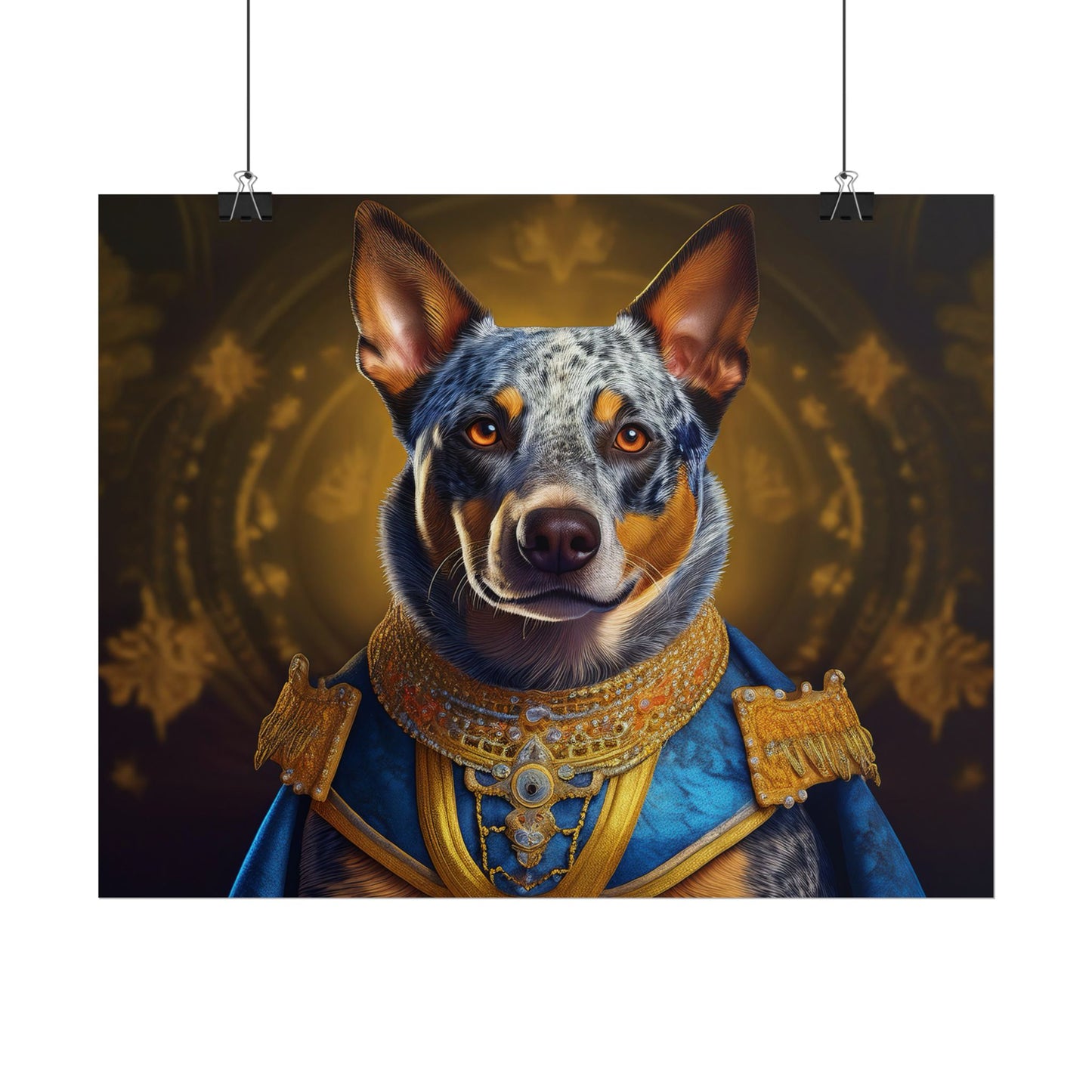 Australian Cattle Dog Renaissance Dog Portrait Wall Art | Art Print | Wall Decor Gift, Animal Lover Home Decor, Dog Wall Art