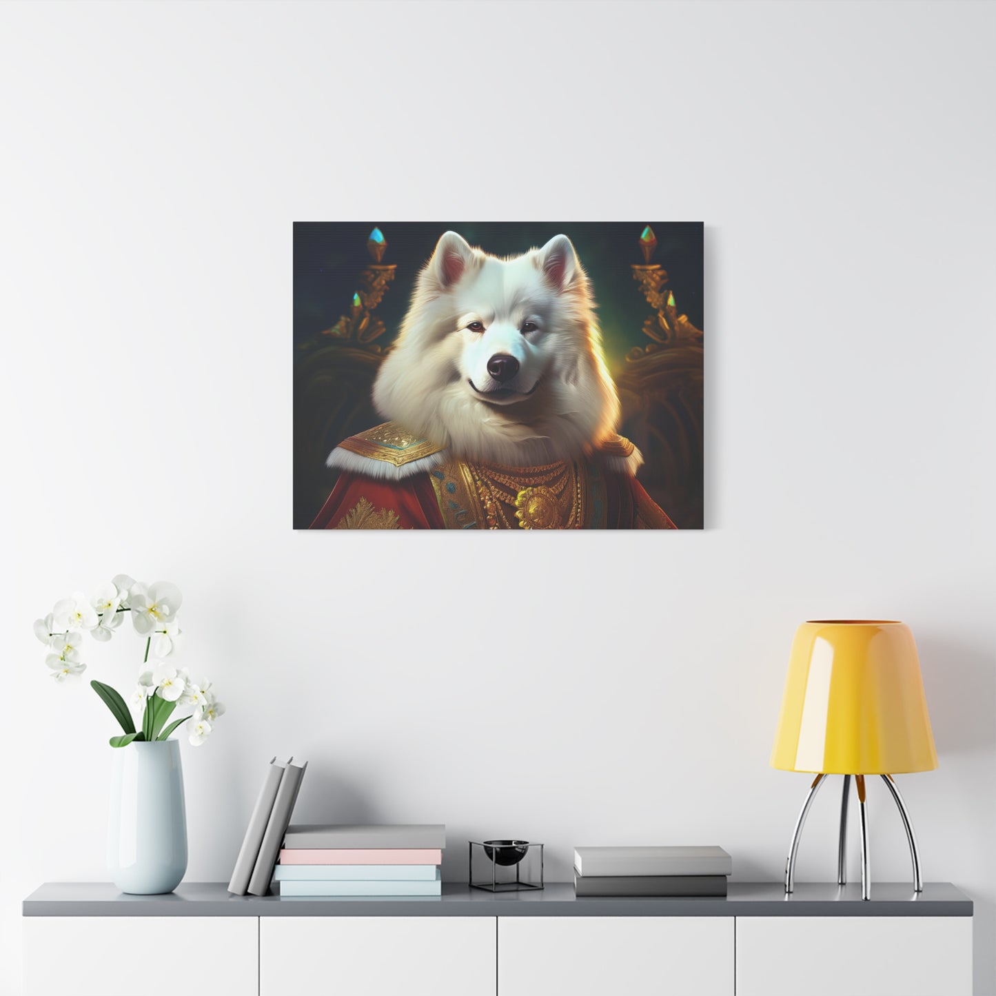 Samoyed Renaissance Pet Portrait on Canvas, wall art, wall print, dog portrait, dog art