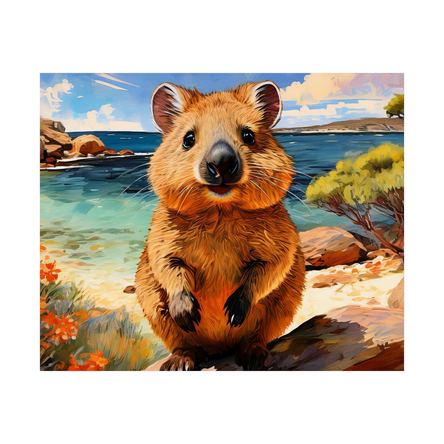 Quokkas at Rottnest Island Western Australia Print | Unique Painting Print | Style 1 | Wall Art | Wall Print