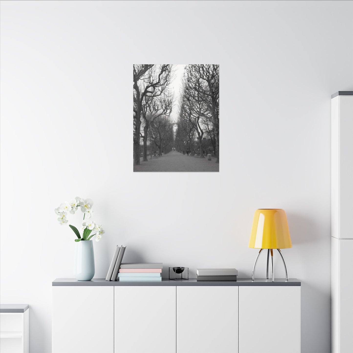 Paris Pathway Canvas Art Print - Black and White Tree Wall Print | Wall Art | Wall Print
