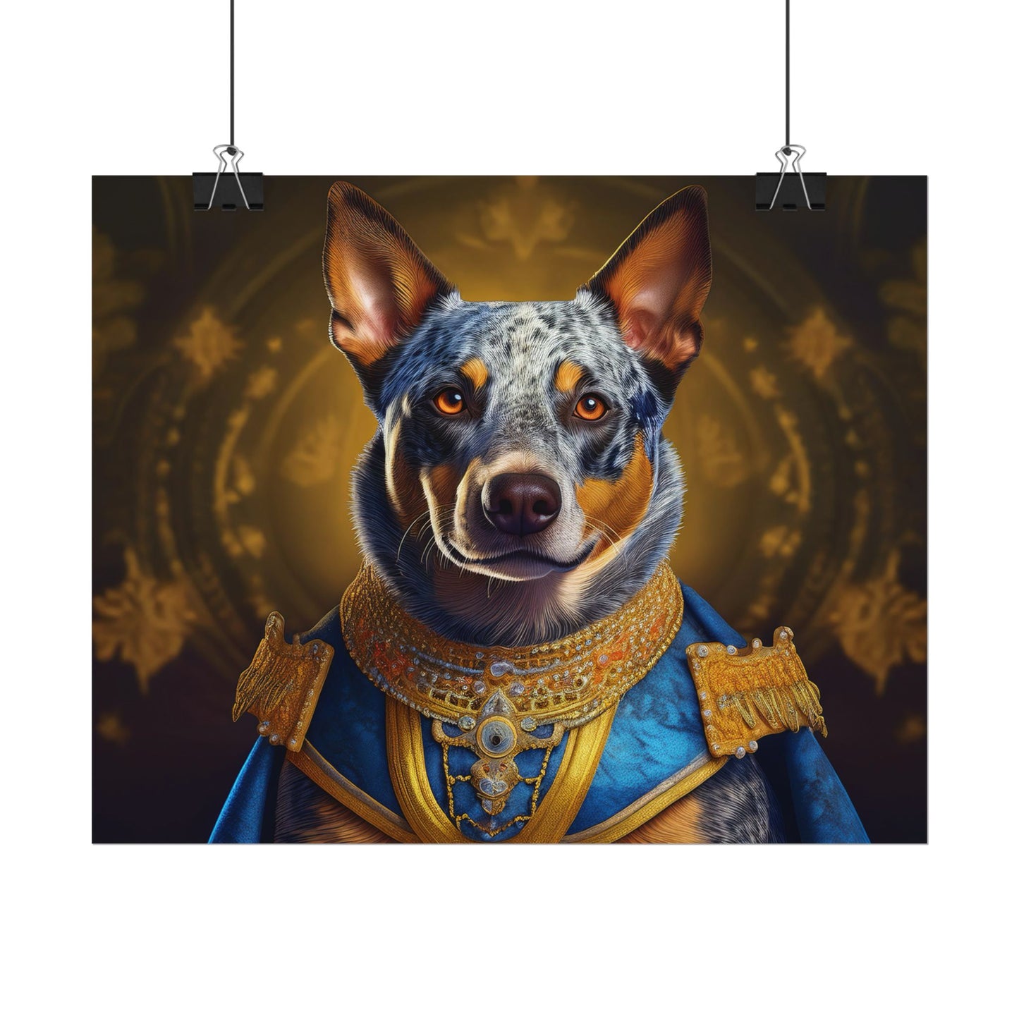 Australian Cattle Dog Renaissance Dog Portrait Wall Art | Art Print | Wall Decor Gift, Animal Lover Home Decor, Dog Wall Art