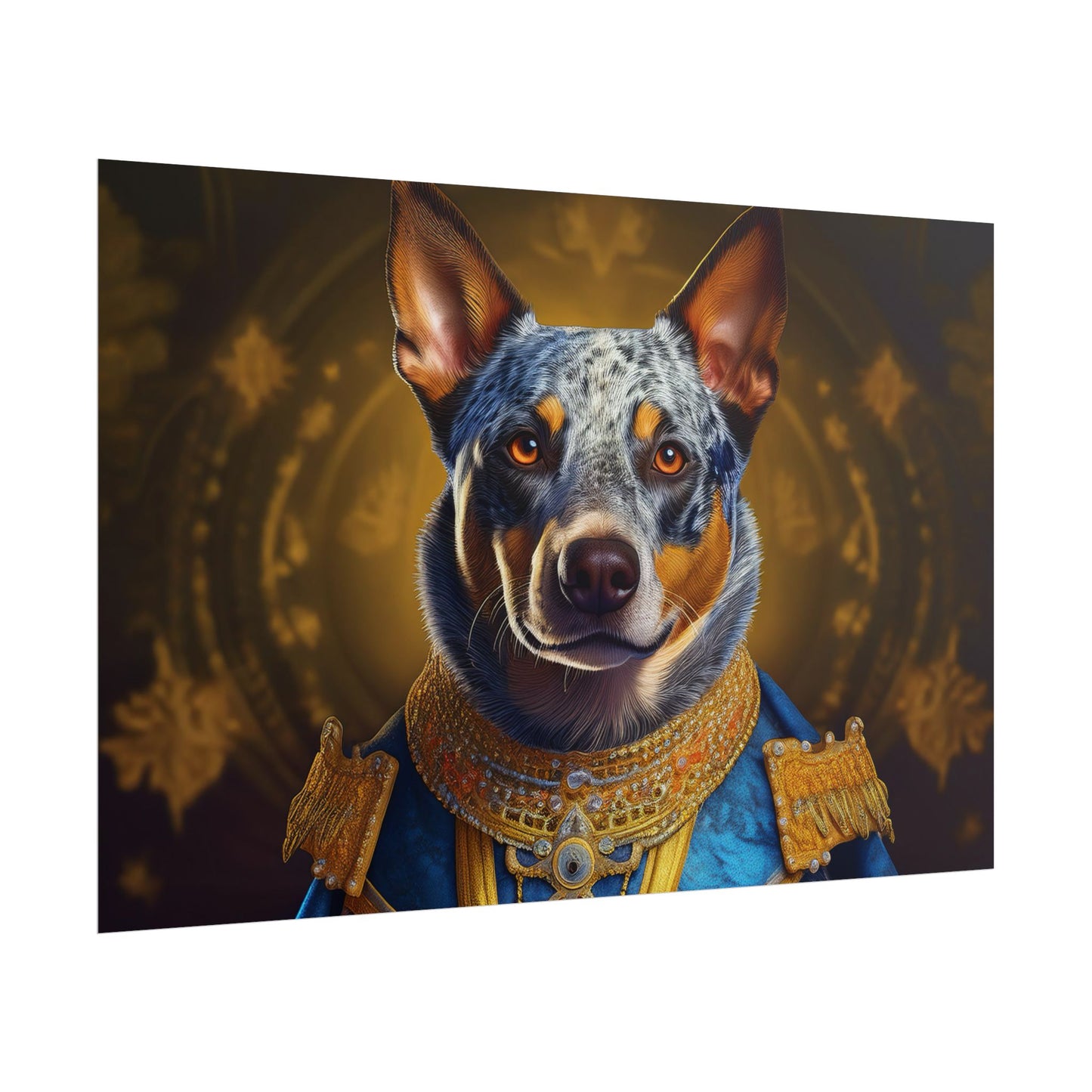 Australian Cattle Dog Renaissance Dog Portrait Wall Art | Art Print | Wall Decor Gift, Animal Lover Home Decor, Dog Wall Art