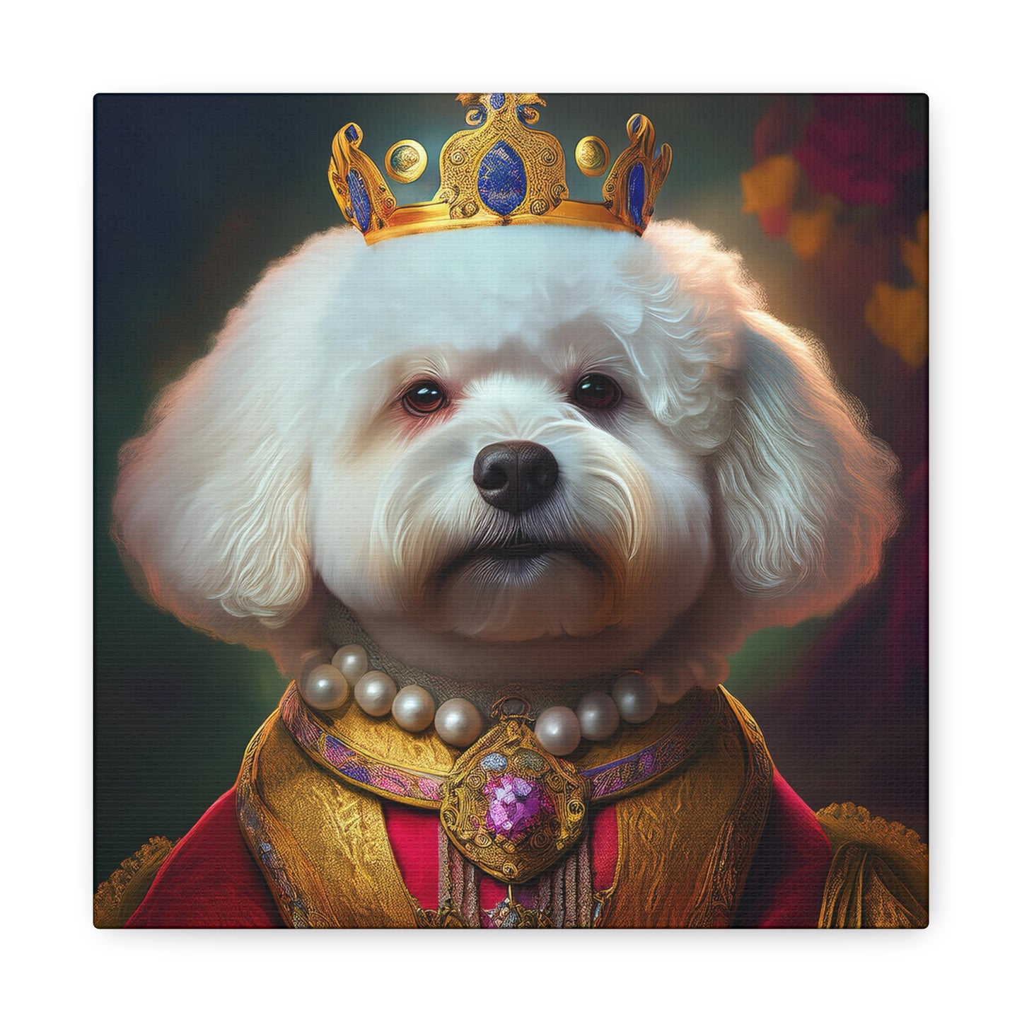 Bichon Frise Renaissance Pet Portrait on Canvas | Wall art | wall print | Dog Art