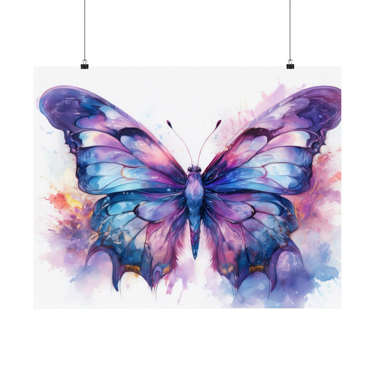 Blue & Purple Butterfly Alcohol Ink Wall Art | Butterfly wall art | Wall Art | Wall Print