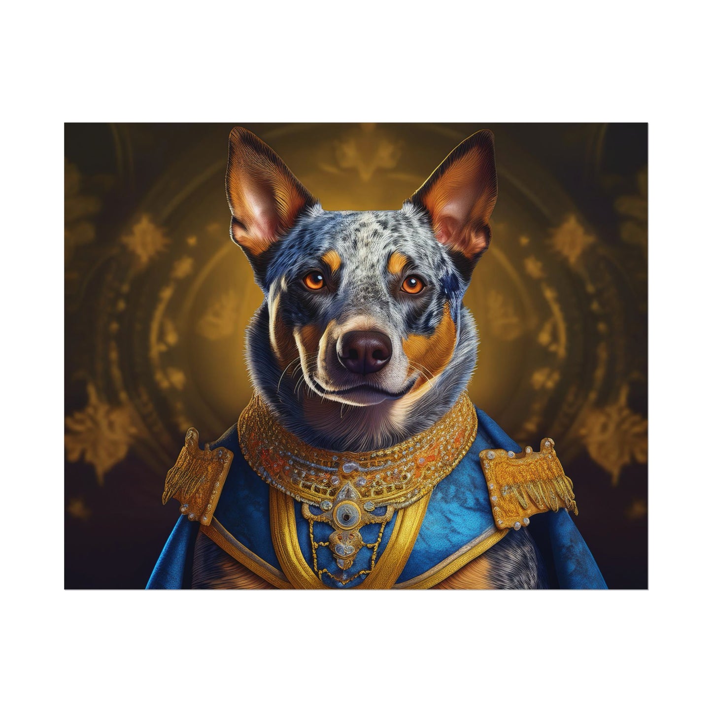 Australian Cattle Dog Renaissance Dog Portrait Wall Art | Art Print | Wall Decor Gift, Animal Lover Home Decor, Dog Wall Art