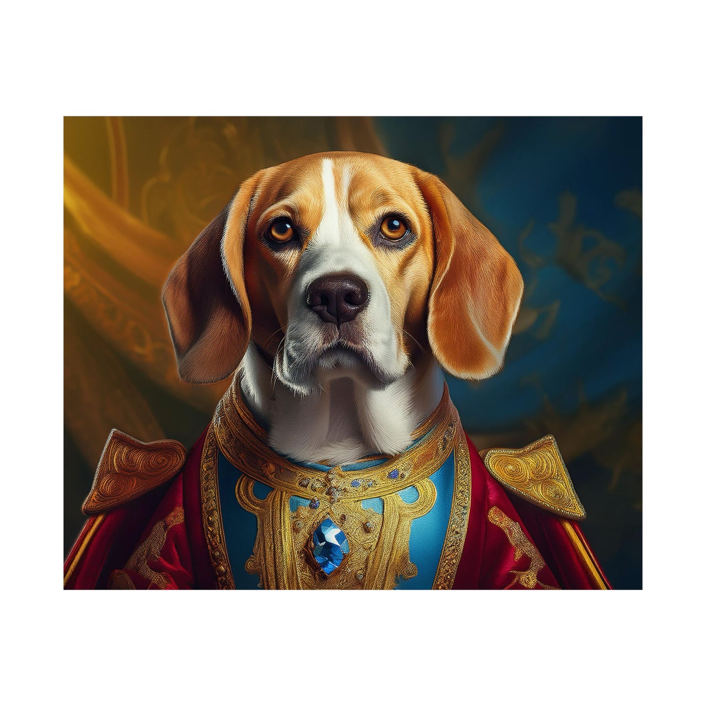 Beagle Renaissance Dog Portrait Art Print, Wall Decor Gift, Wall Prints, Wall Art