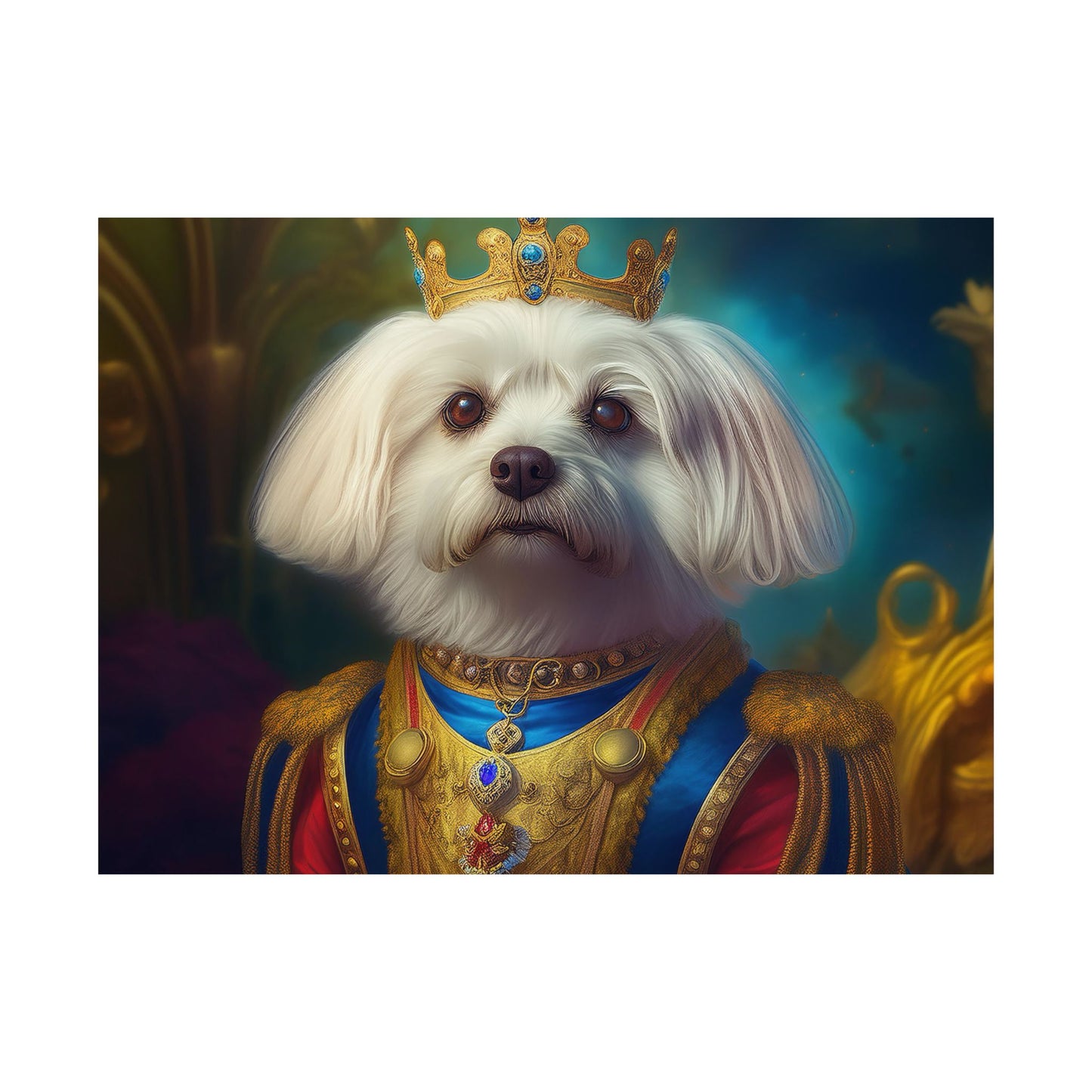 Maltese Renaissance Dog Portrait Wall Print | Art Print | Wall Decor | Dog Wall Art