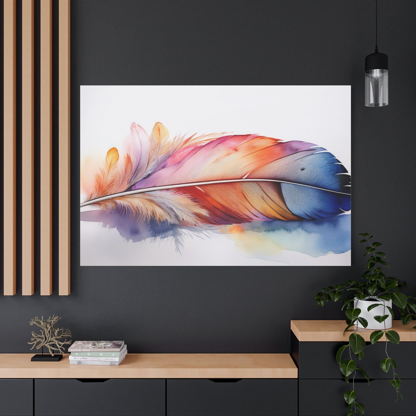 Rainbow Feather Watercolor Canvas Print - 3 | Elegant Wall Art & Prints | Unique Home Decor | Wall Print | Wall Art