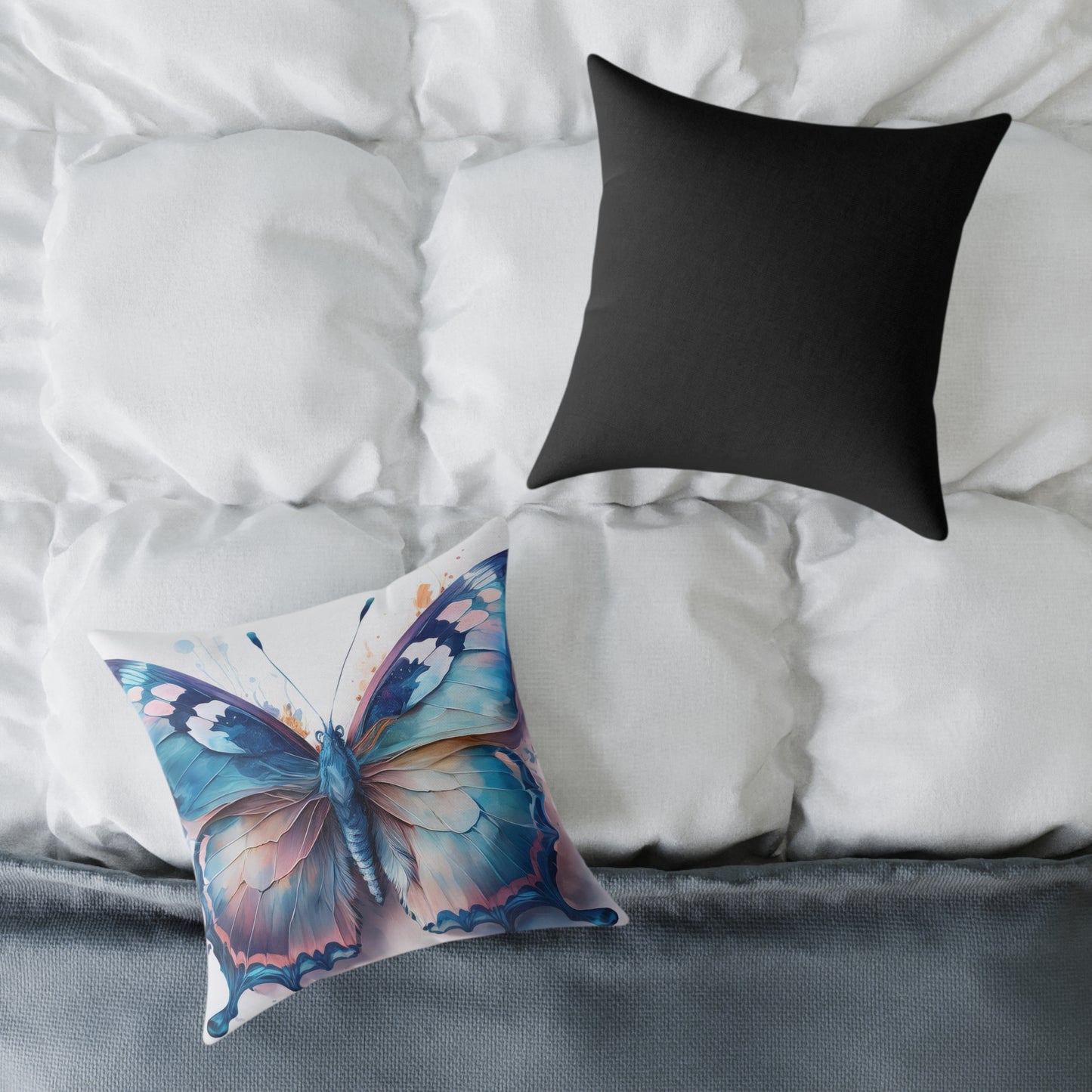 Butterfly Art Throw Pillow (Black Back), Inspirational Home Decor, Gift for Nature Lovers, Cozy Living Room Accent, Spring Decor, Butterfly Lovers