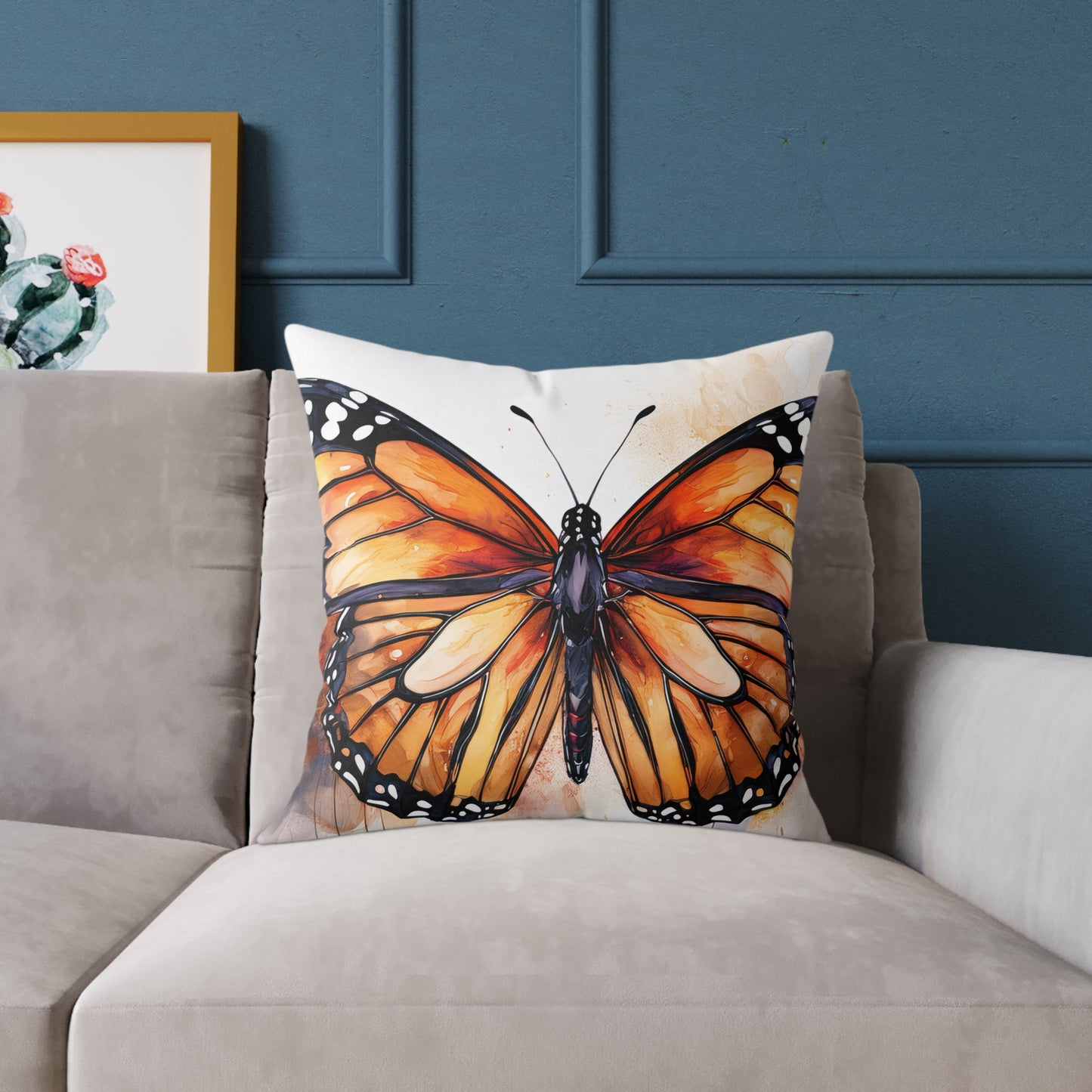 Butterfly Canvas Pillow, Monarch Butterfly Home Decor, Nature-Themed Cushion, Gift for Nature Lovers, Autumn Accent Pillow