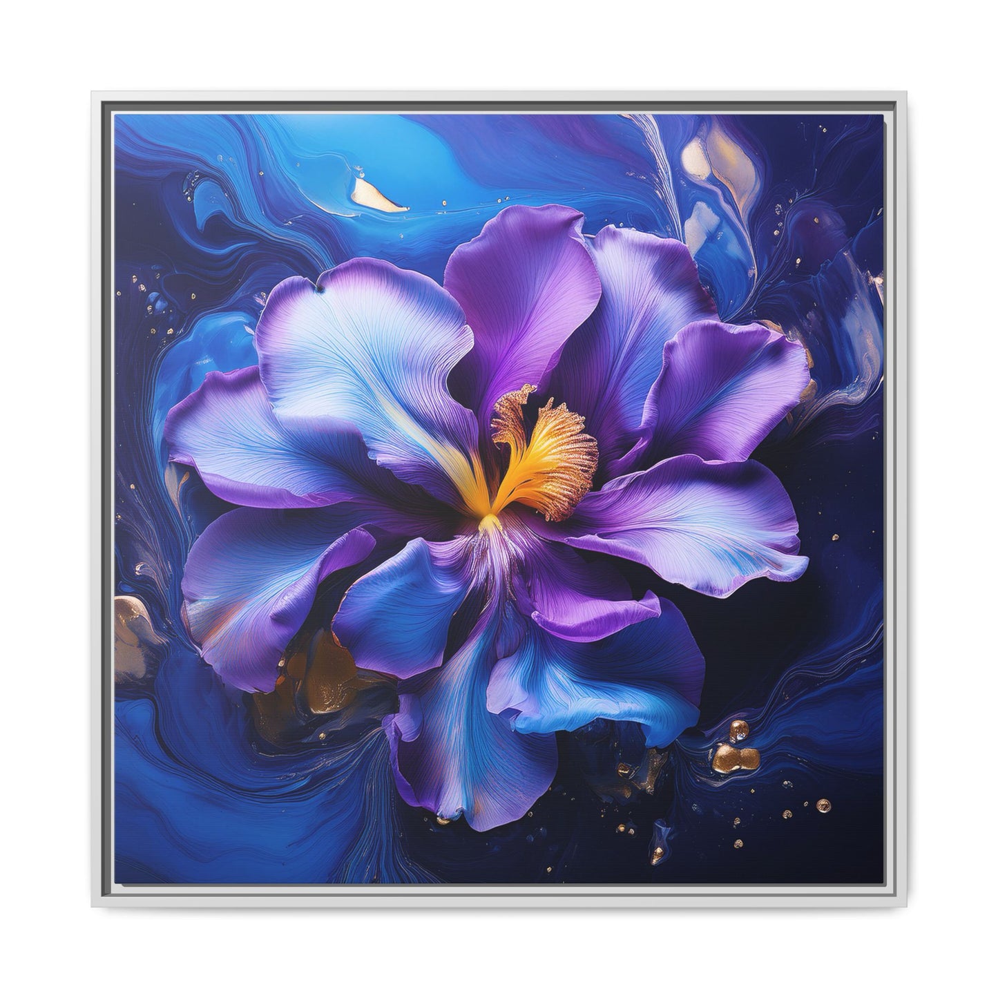 Abstract Iris Floral Square Framed Print - 02