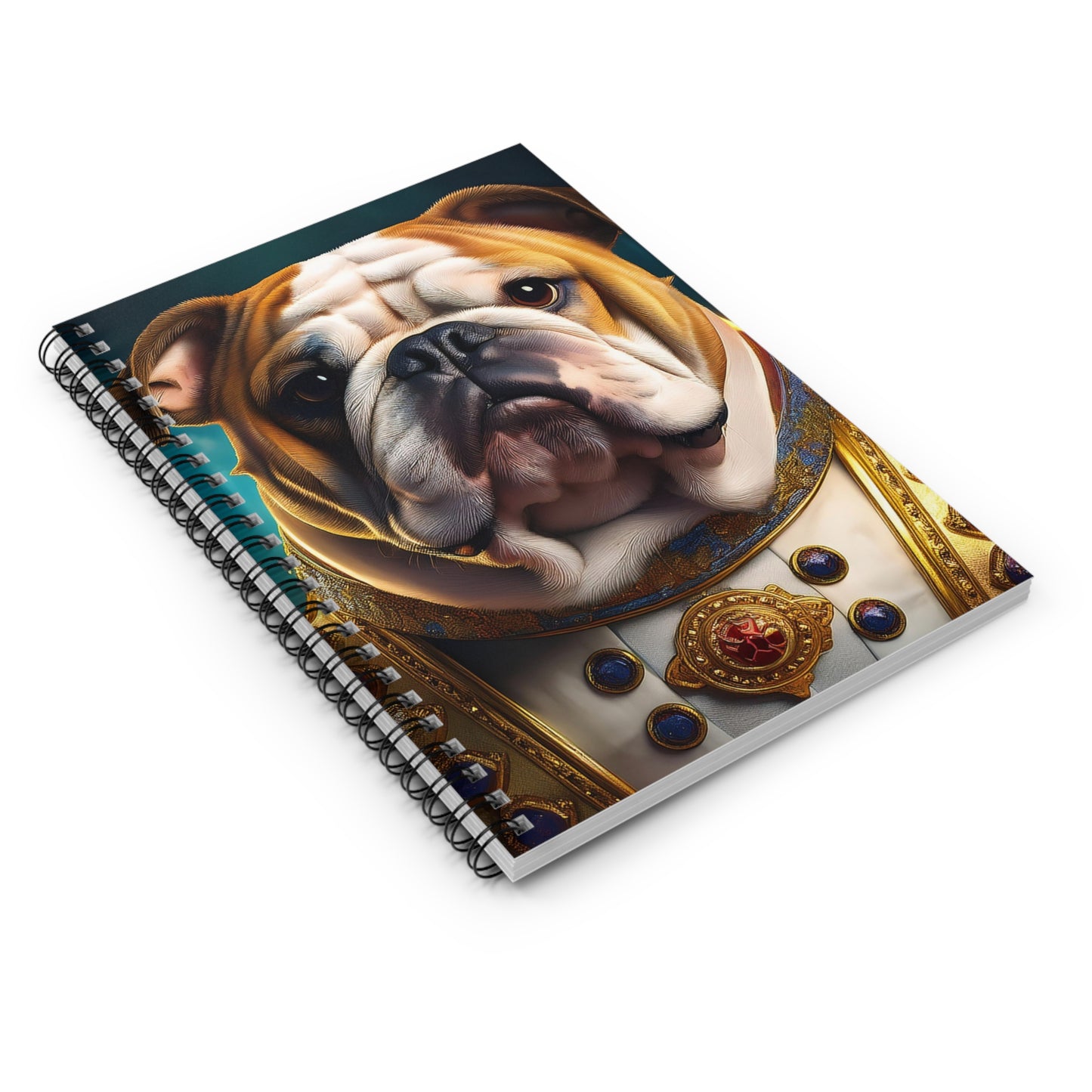 English Bulldog Renaissance Pet Portrait Spiral Notebook, Writing Journal, Note-Taking, Unique Dog Lover Gift