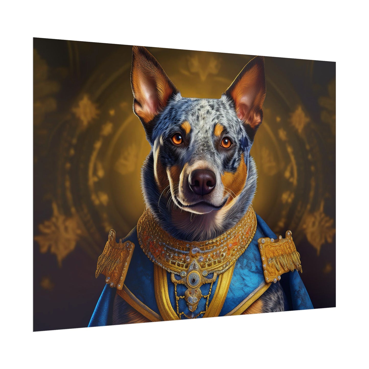 Australian Cattle Dog Renaissance Dog Portrait Wall Art | Art Print | Wall Decor Gift, Animal Lover Home Decor, Dog Wall Art