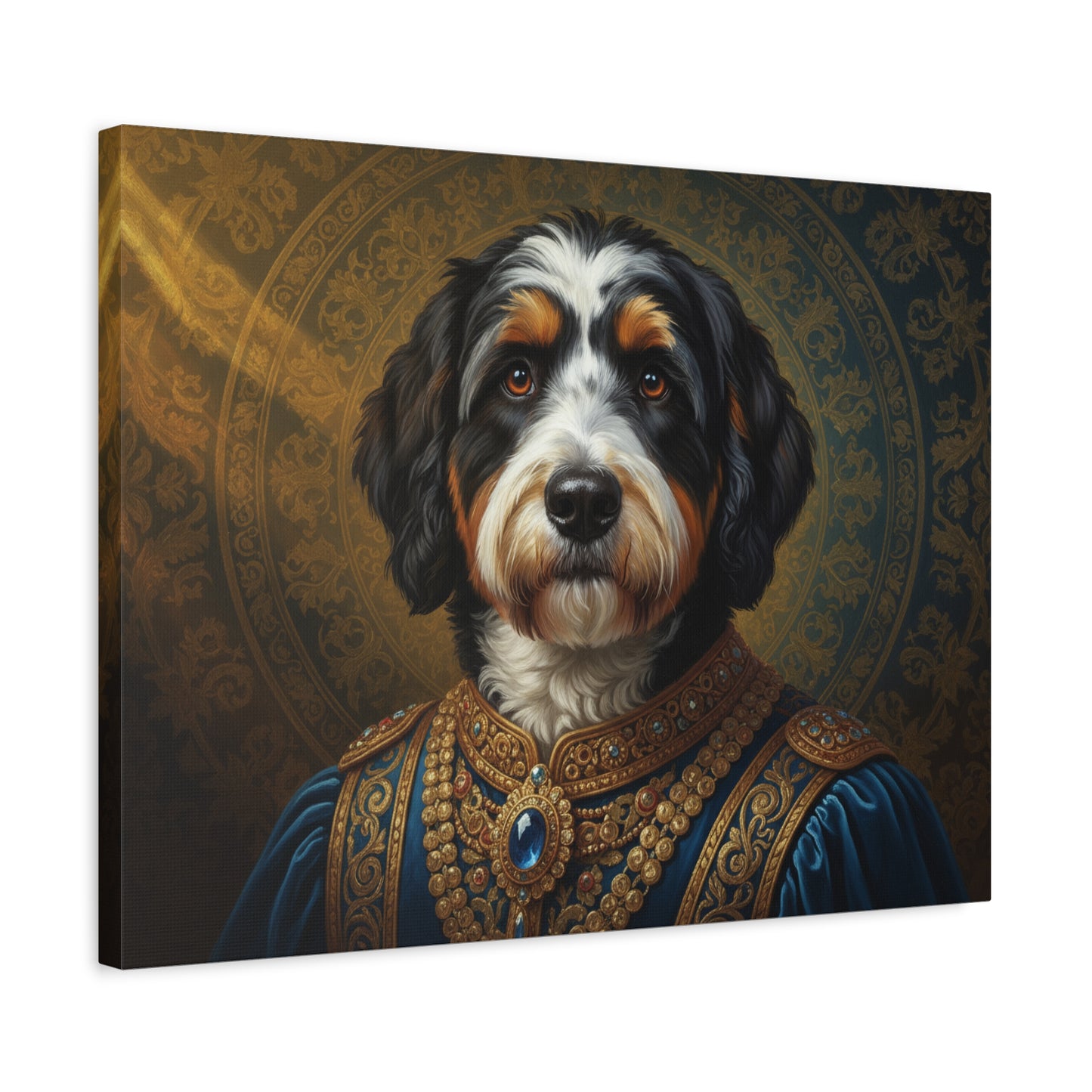Bernedoodle Renaissance Dog Portrait Canvas Art, Pet Portrait Wall Decor, Animal Lover Gift, Home Decoration, Unique Dog Artwork