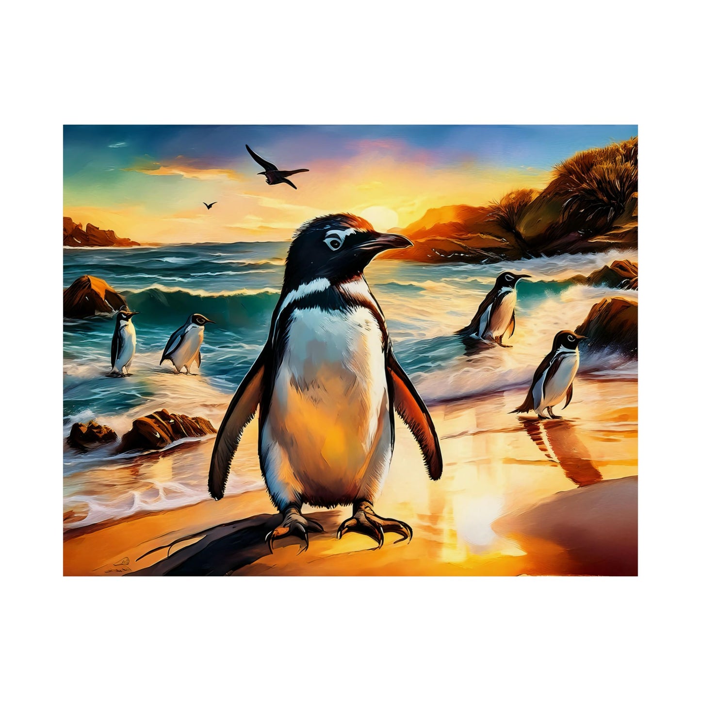 Phillip Island Little Penguins Australia Wall Art | Vibrant Wall Print | Unique Painting Print | Style 3 | Wall Art | Wall Print