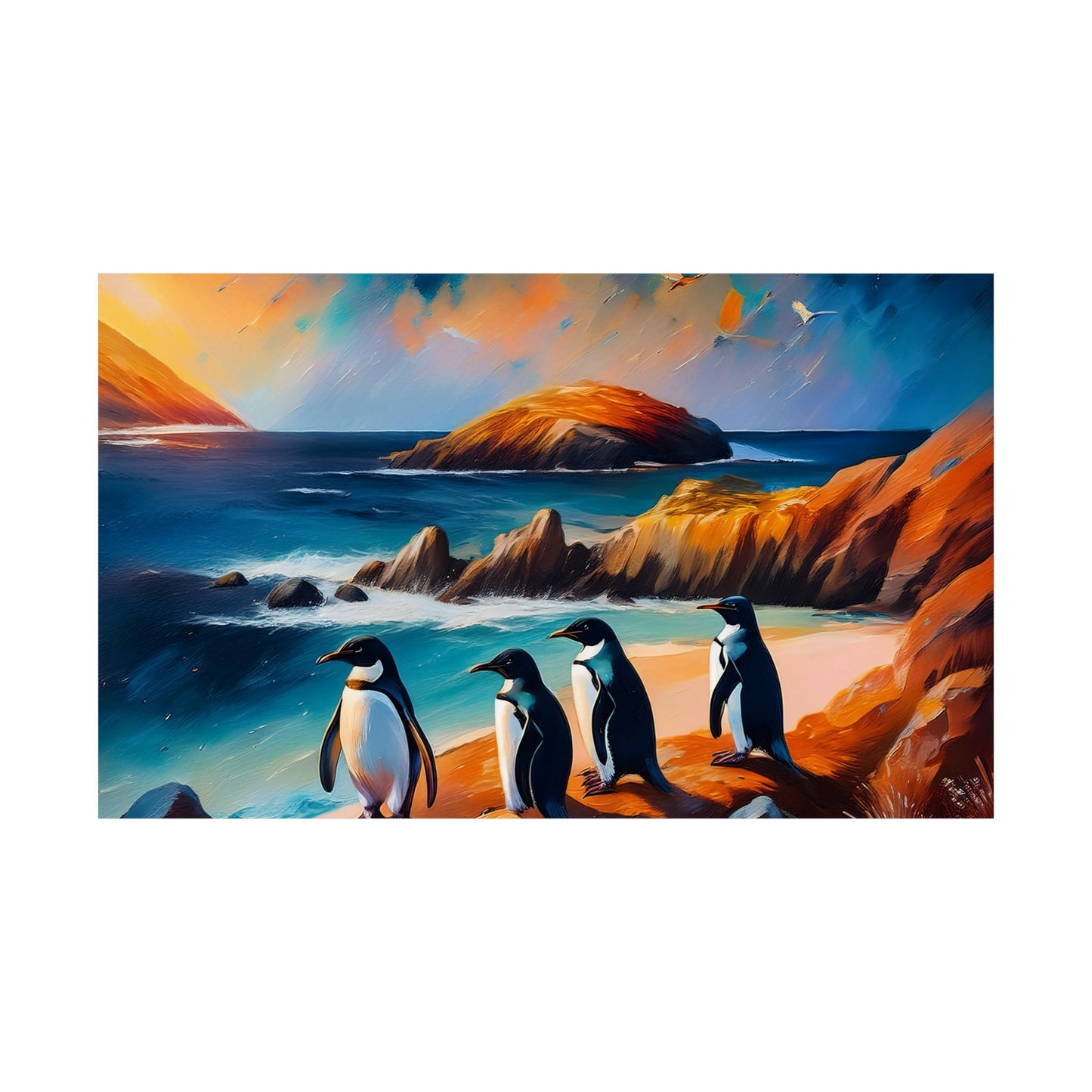 Phillip Island Little Penguins Australia Wall Art | Vibrant Wall Print | Unique Painting Print | Style 2 | Wall Art | Wall Print