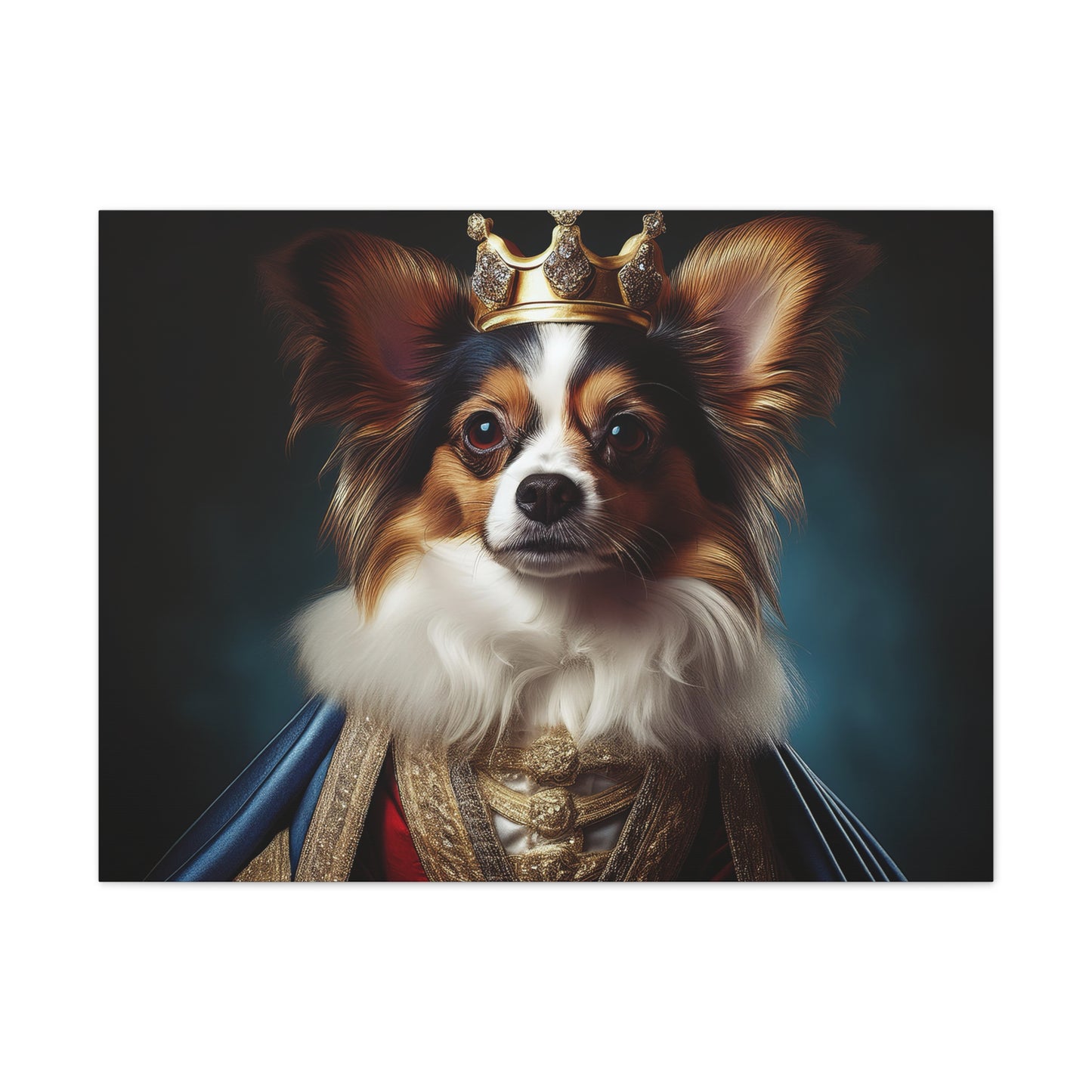 Papillon Pet Portrait Renaissance on Canvas, wall art, wall print, dog portrait, dog art